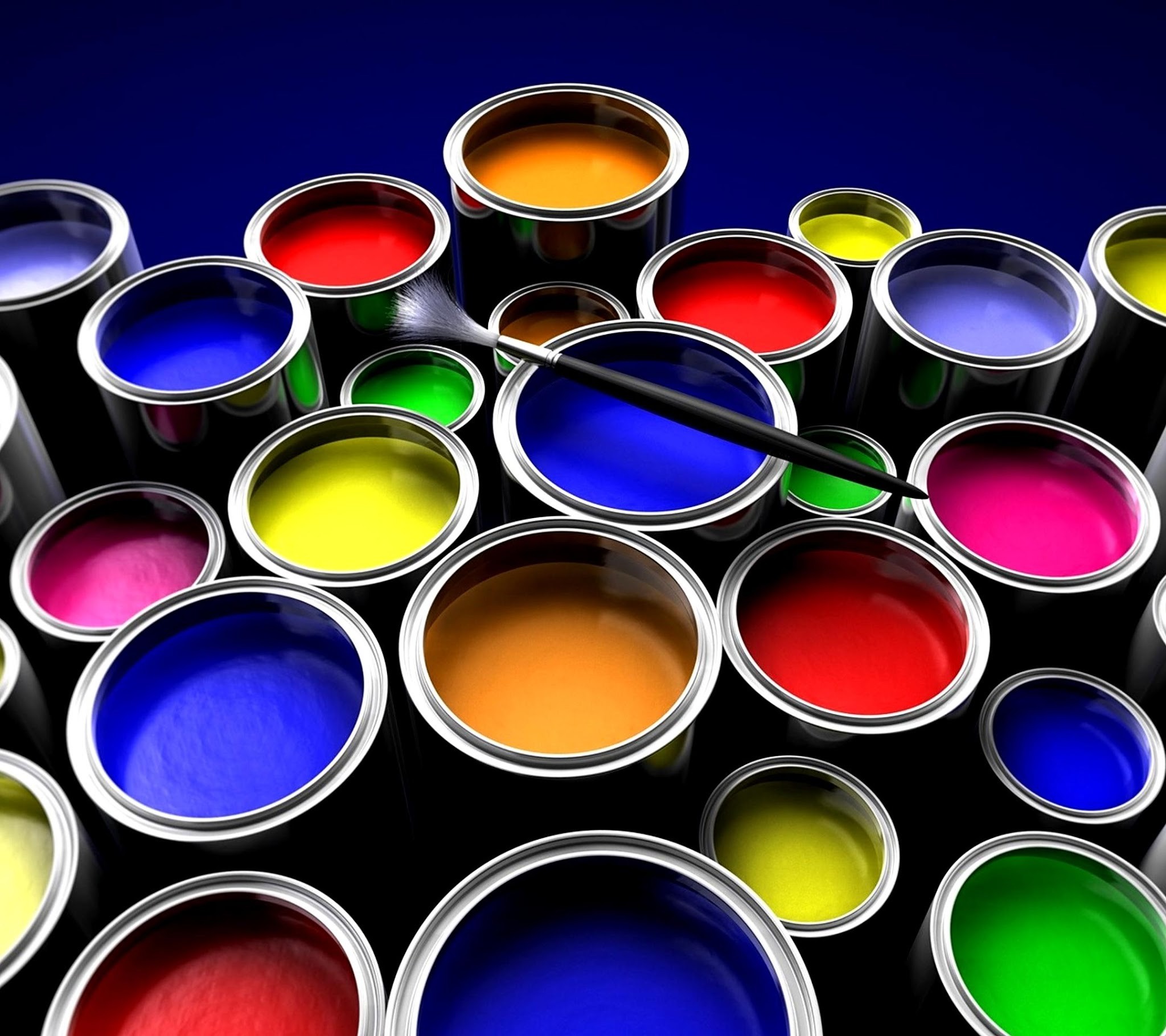 Colorful Paint Can Paintbrushes 2048x1820