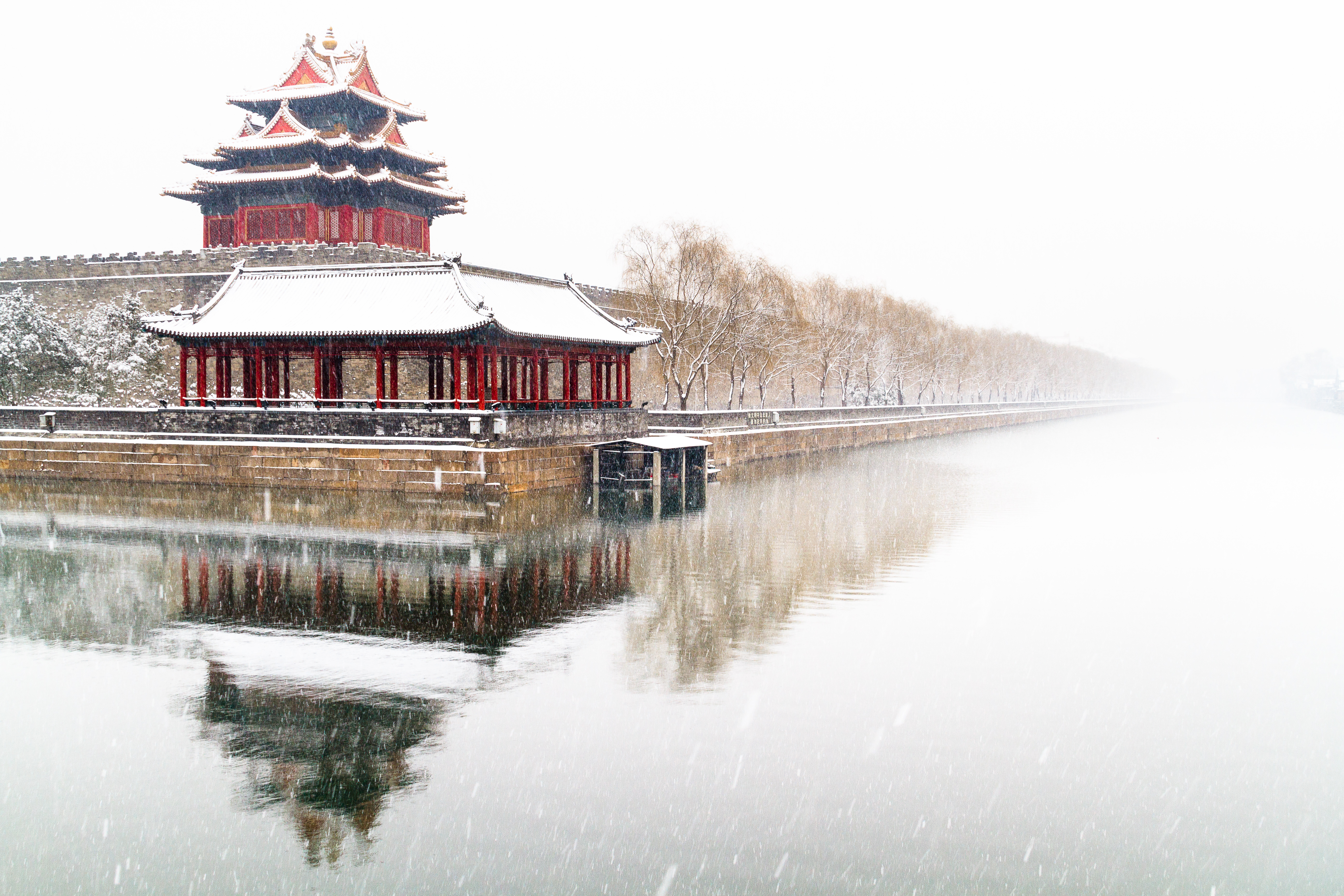 Forbidden City Beijing Reflection Snowfall Winter 5184x3456