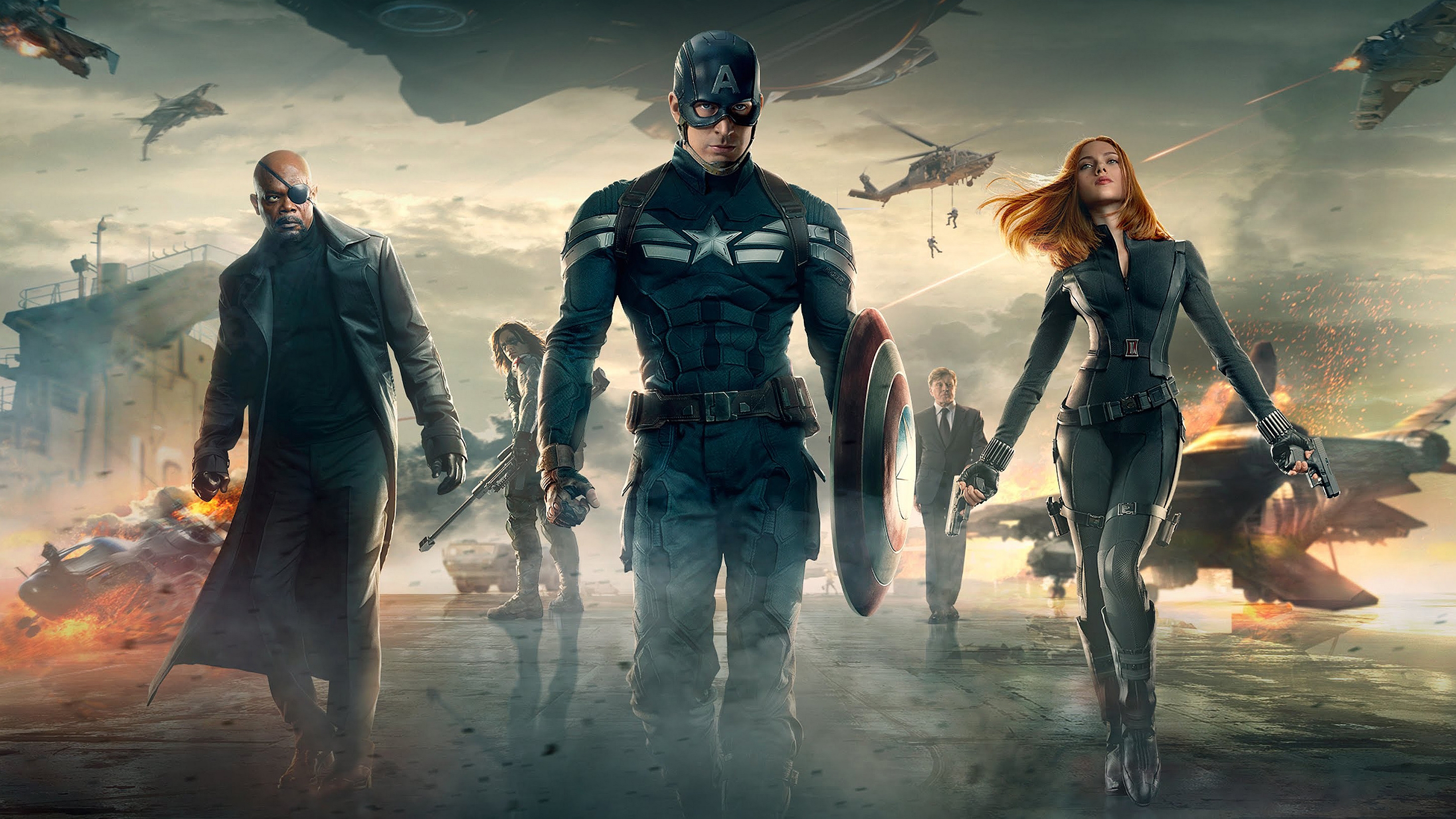 Captain America The Winter Soldier Captain America Chris Evans Black Widow Scarlett Johansson Samuel 2900x1631