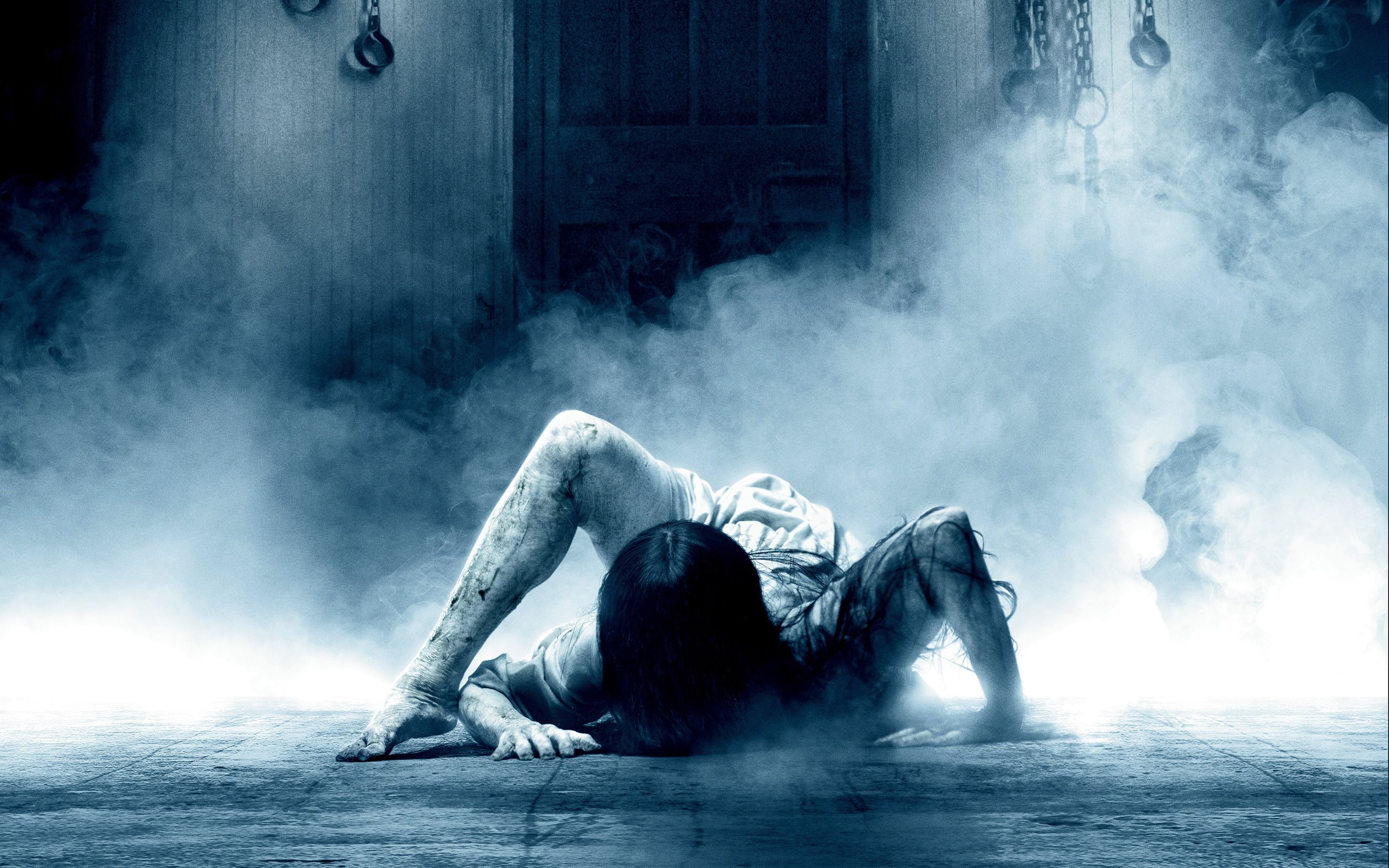 Ghost Women Horror Movies Flexible Contortionists Blue Smoke Indoors 2880x1800