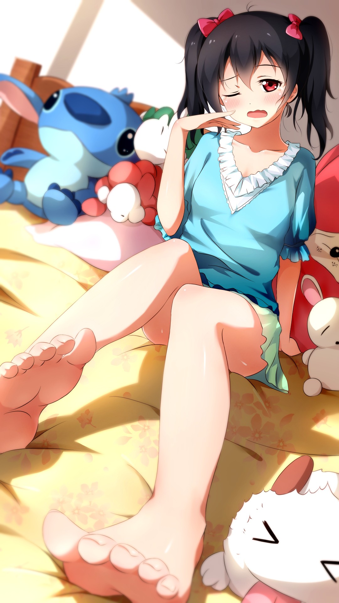 Anime Anime Girls Love Live Yazawa Nico Feet Legs In Bed Barefoot Lilo And Stitch 1080x1920