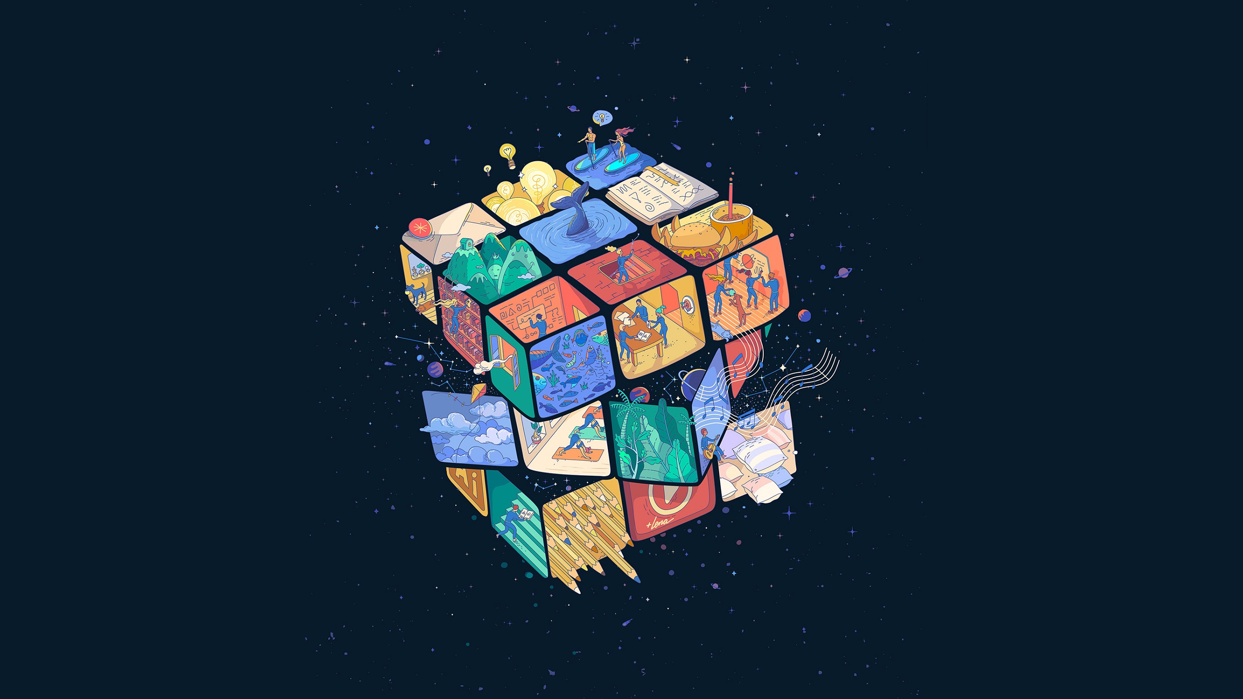 Artwork Digital Art Rubiks Cube 2560x1440
