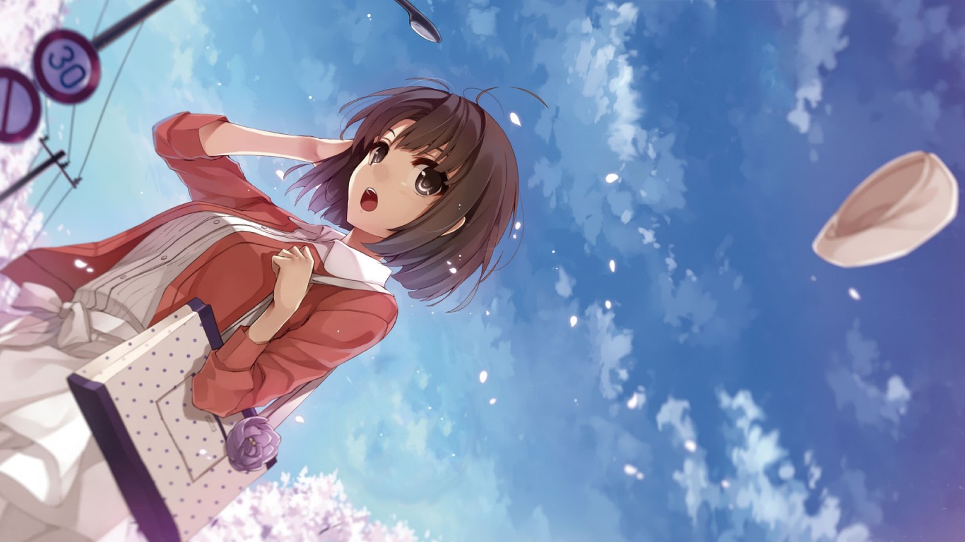 Anime Girls Anime Sky Clouds Saenai Heroine No Sodatekata Hat Kato Megumi Sign 1366x768