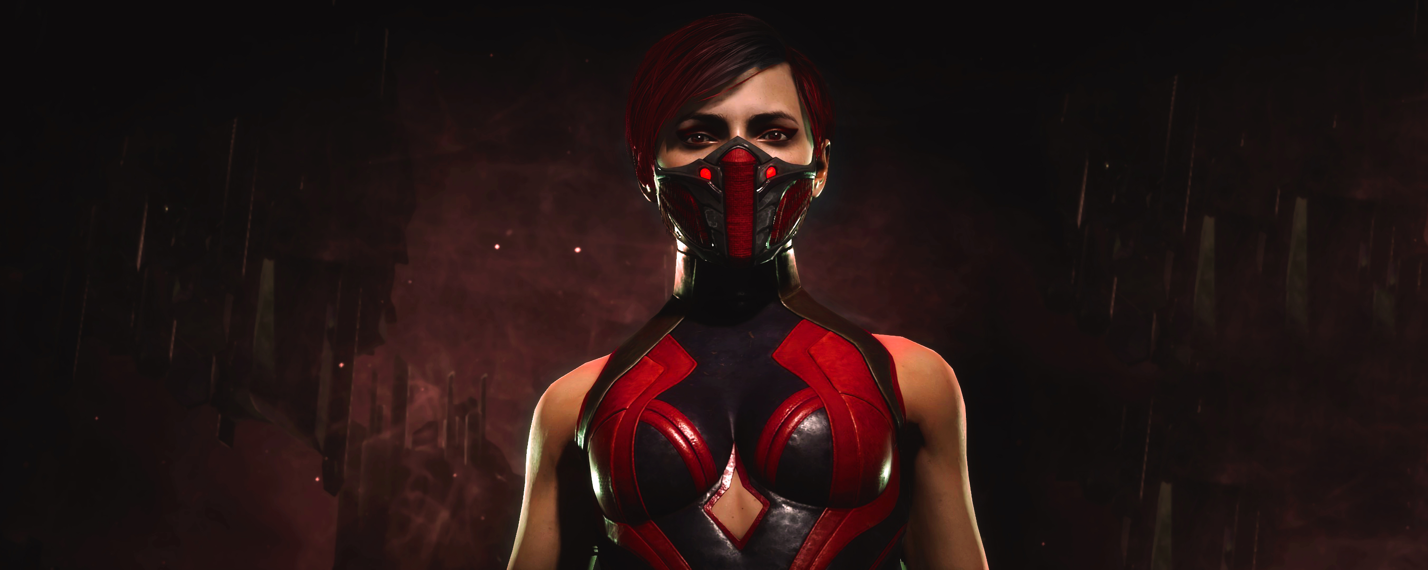 Mortal Kombat Skarlet Red Redhead Mask 5411x2160
