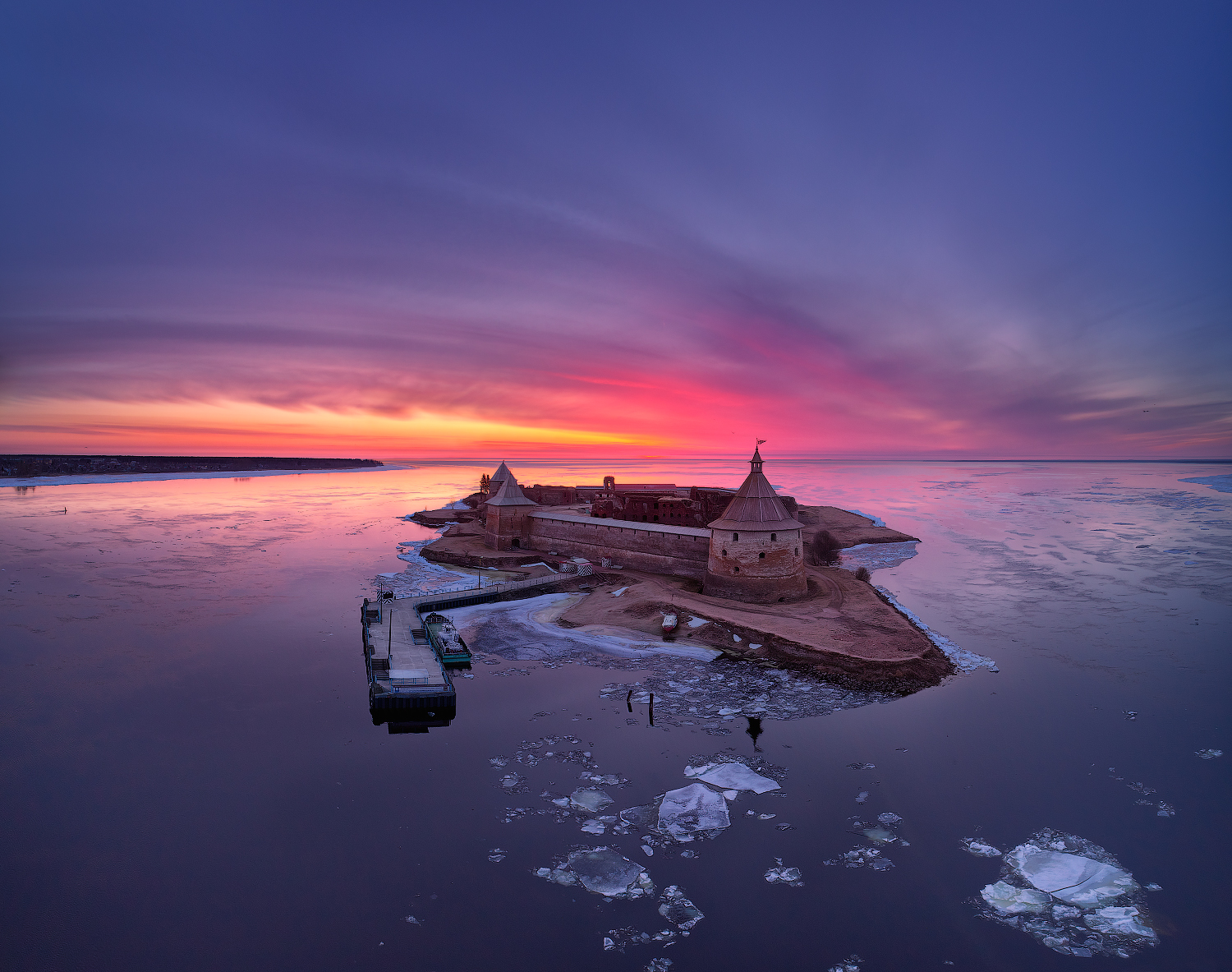 Nature Landscape Water Sea Island Fortress Fort Sunset Clouds Boat Ice Horizon Sergey Louks 35PHOTO  1500x1183