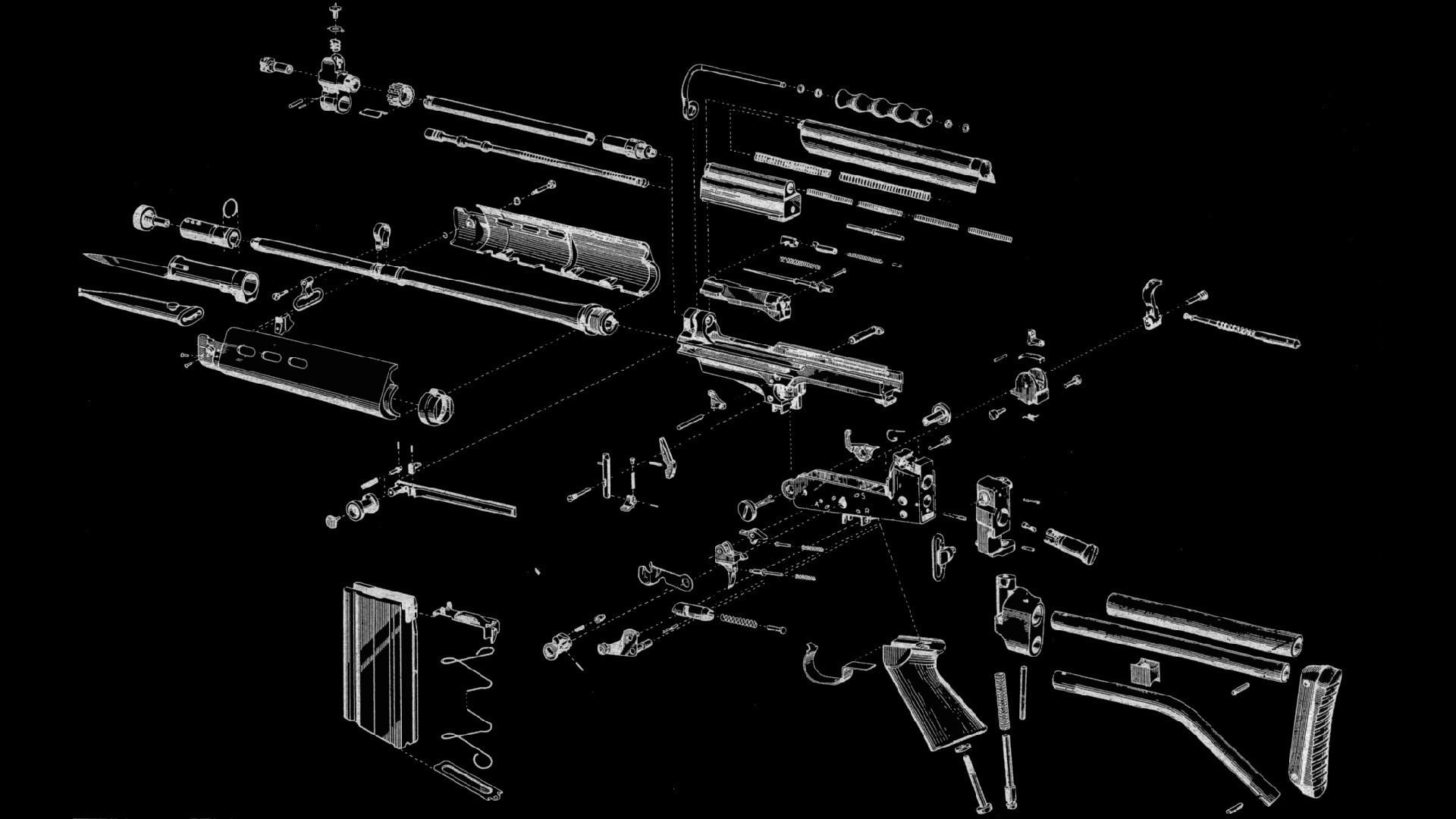 Gun Exploded View Diagram FN FAL 1920x1080