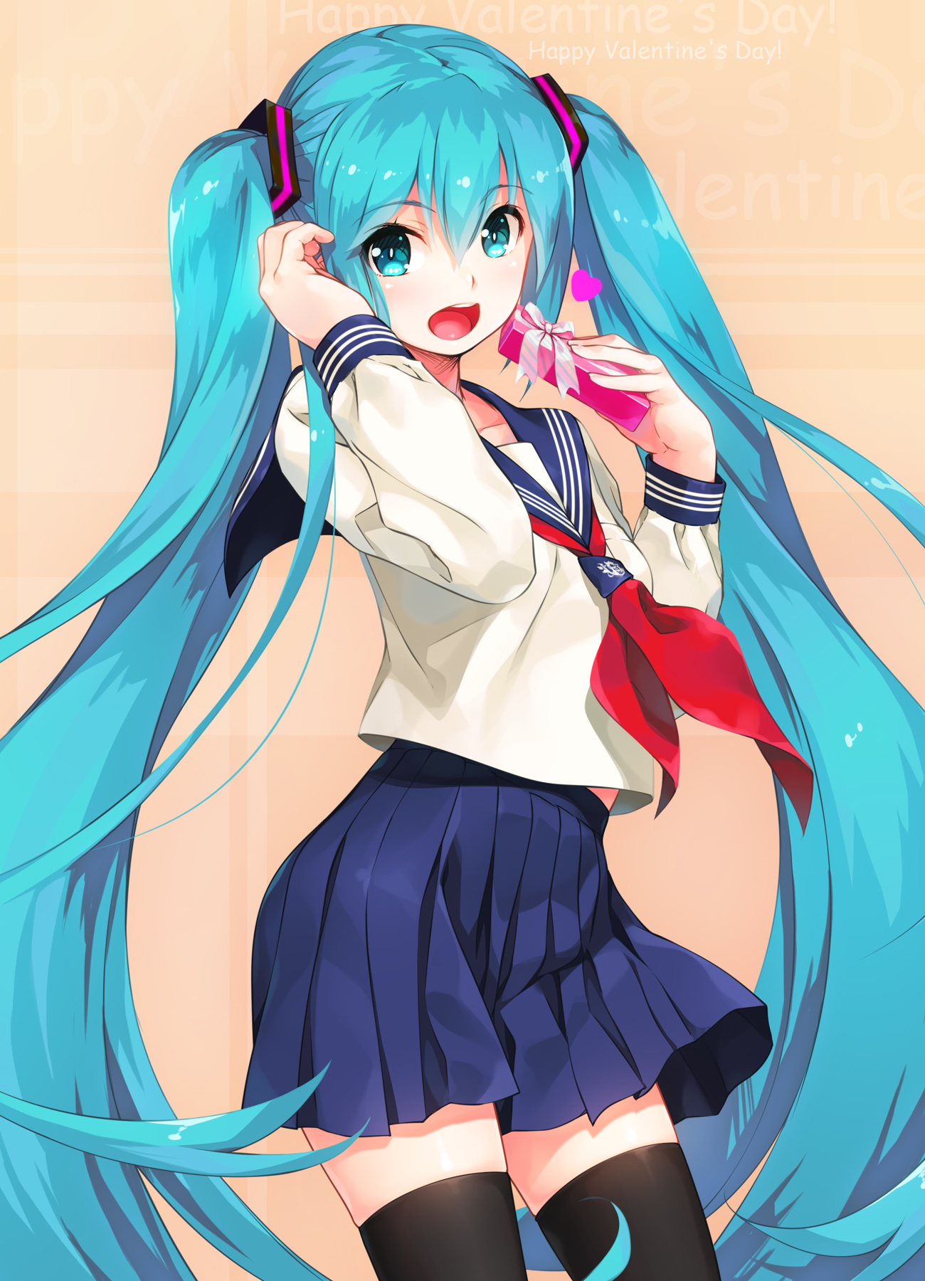 Anime Anime Girls Simple Background Valentine Day Vocaloid Hatsune Miku Long Hair Turquise Hair 1300x1800