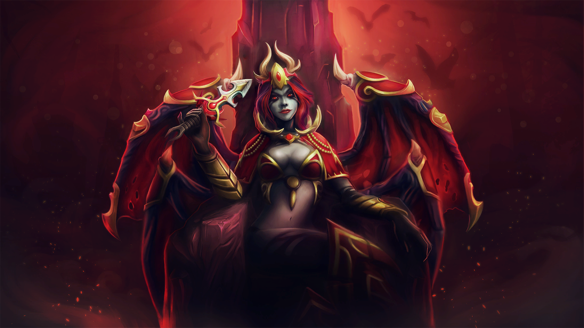 Dota 2 Queen Of Pain Red Eyes PC Gaming 1920x1080