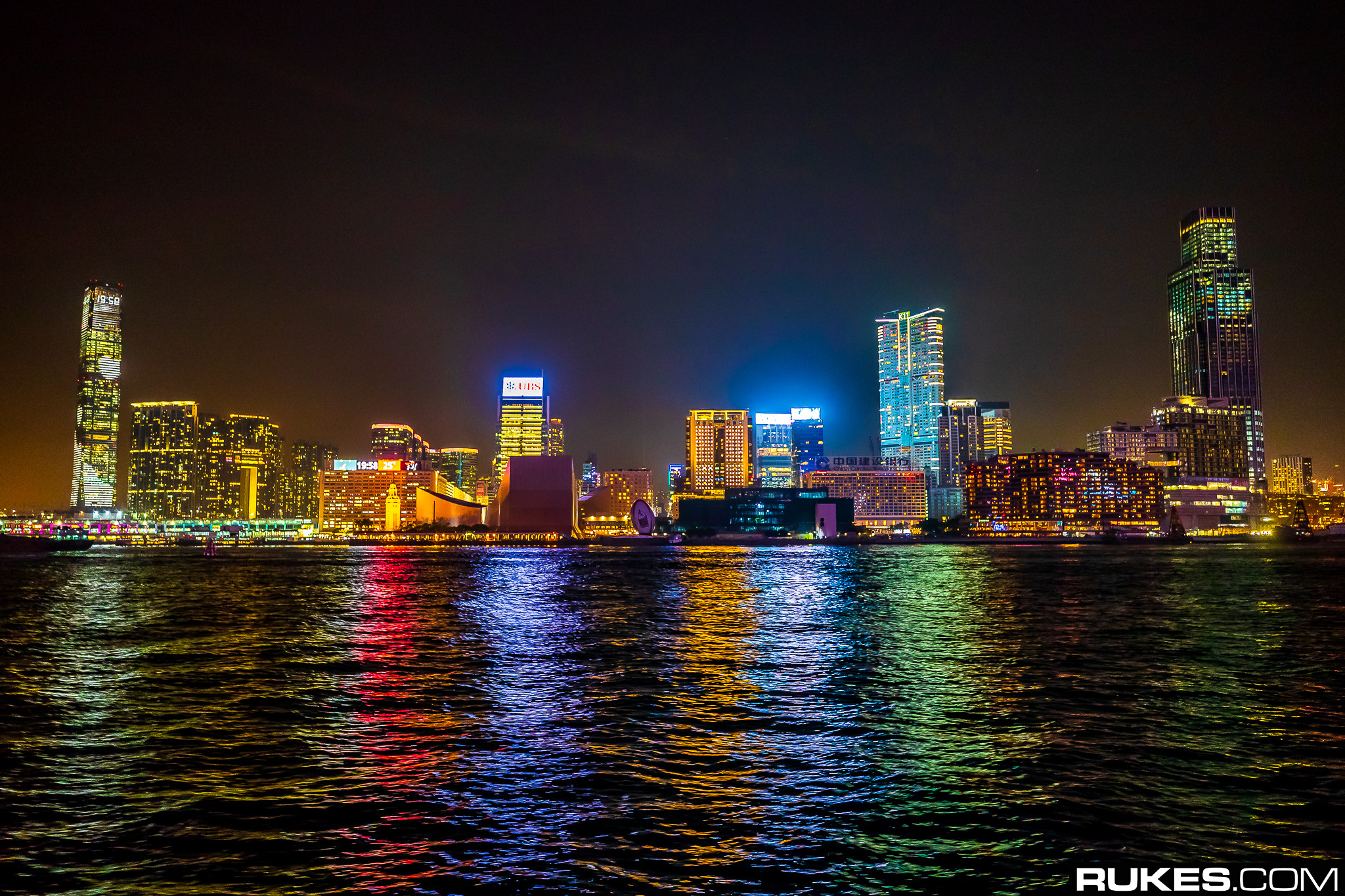Rukes Photography City Cityscape City Lights Water Hong Kong 2048x1365