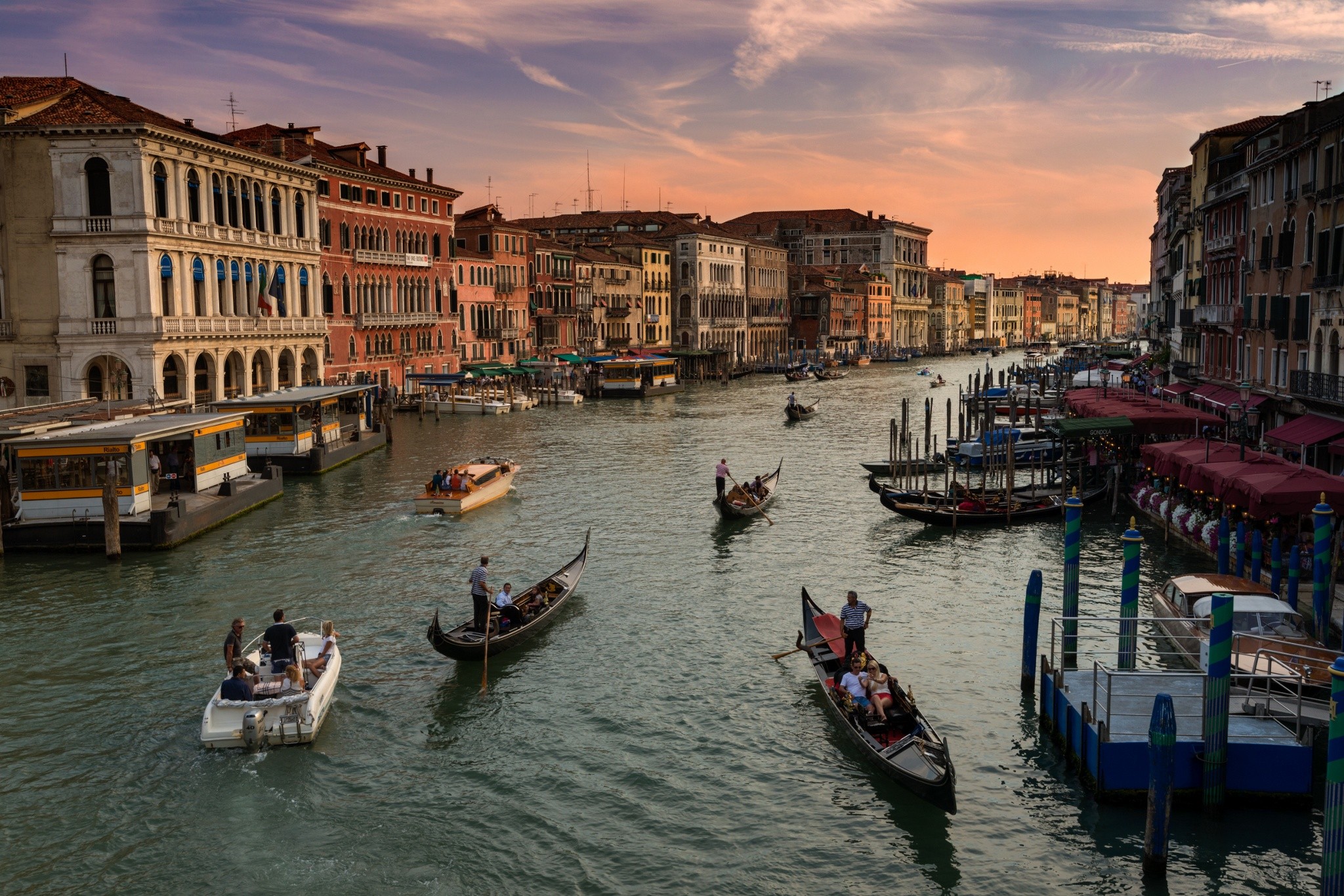 City Landscape Sky Evening Venezia Canal Grande Boat Venice 2048x1367