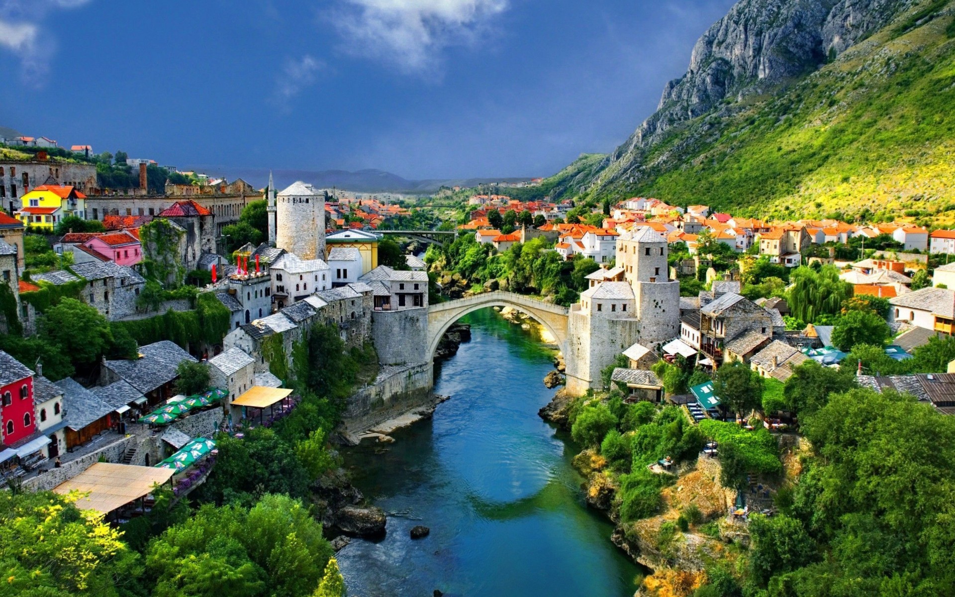 City Cityscape Bosnia Bridge River Stari Most Architecture Mostar Stari Most Bridge River City Mount 1920x1200