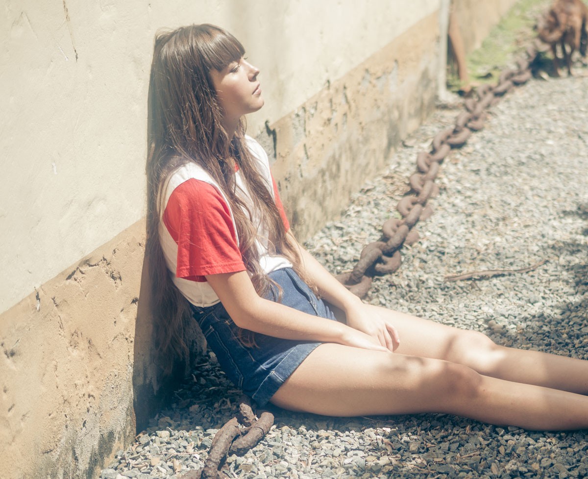 Brunette Long Hair T Shirt Warming In Sunlight Women Outdoors Relaxing 1200x977