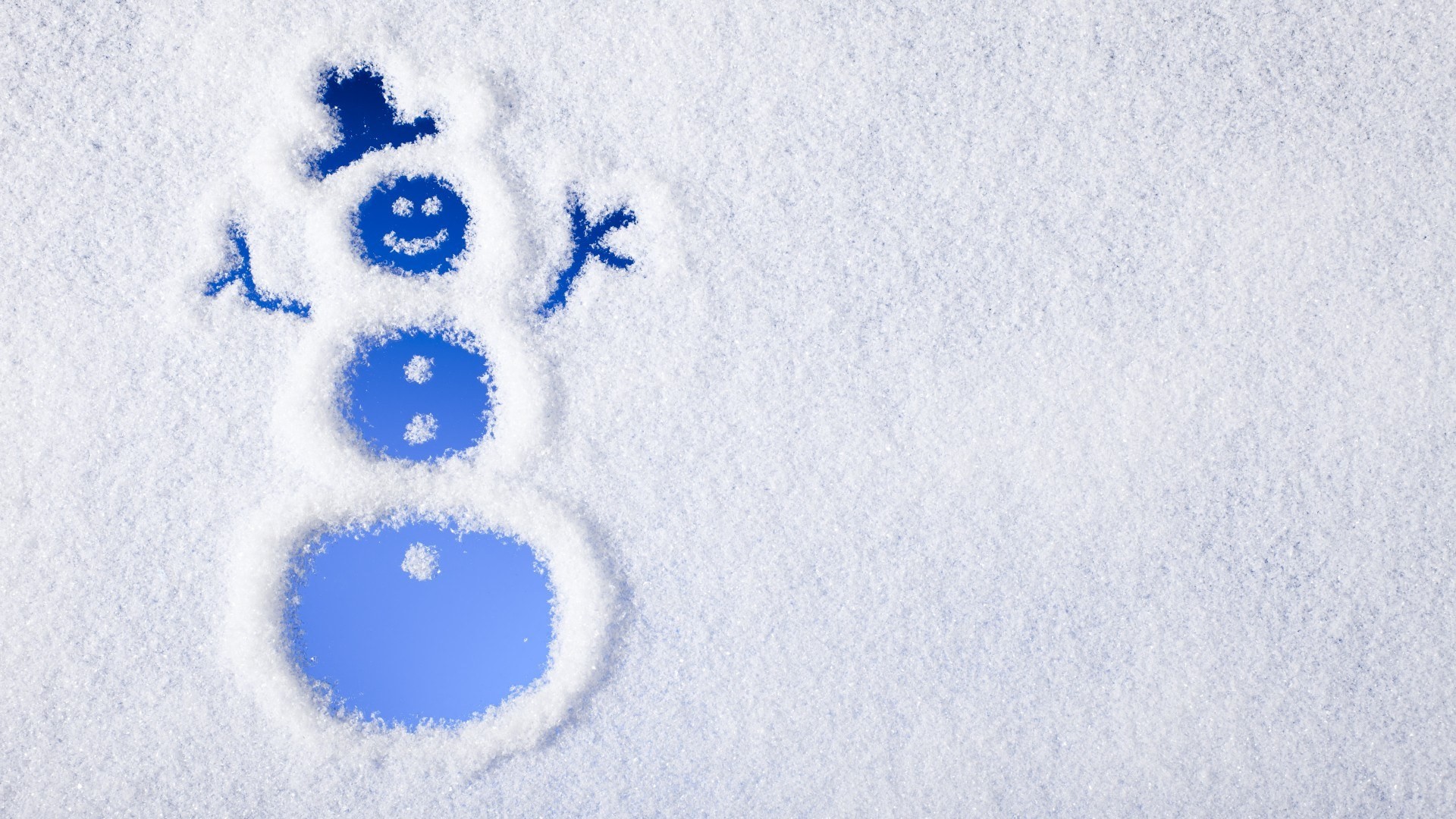 Winter Snow Snowman Snowmen Top Hats Smiling Blue Background 1920x1080