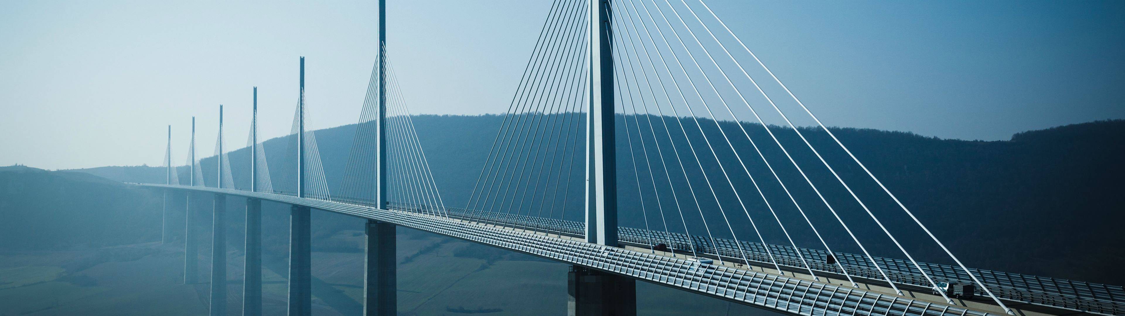 Bridge Multiple Display Millau Viaduct France 3840x1080