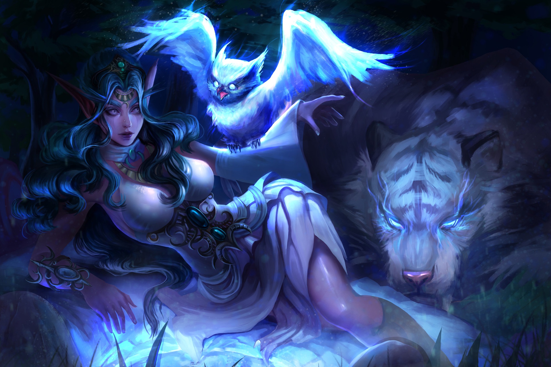 Fantasy Art Fantasy Girl Tyrande Whisperwind Night Elves World Of Warcraft Illustration 1920x1280