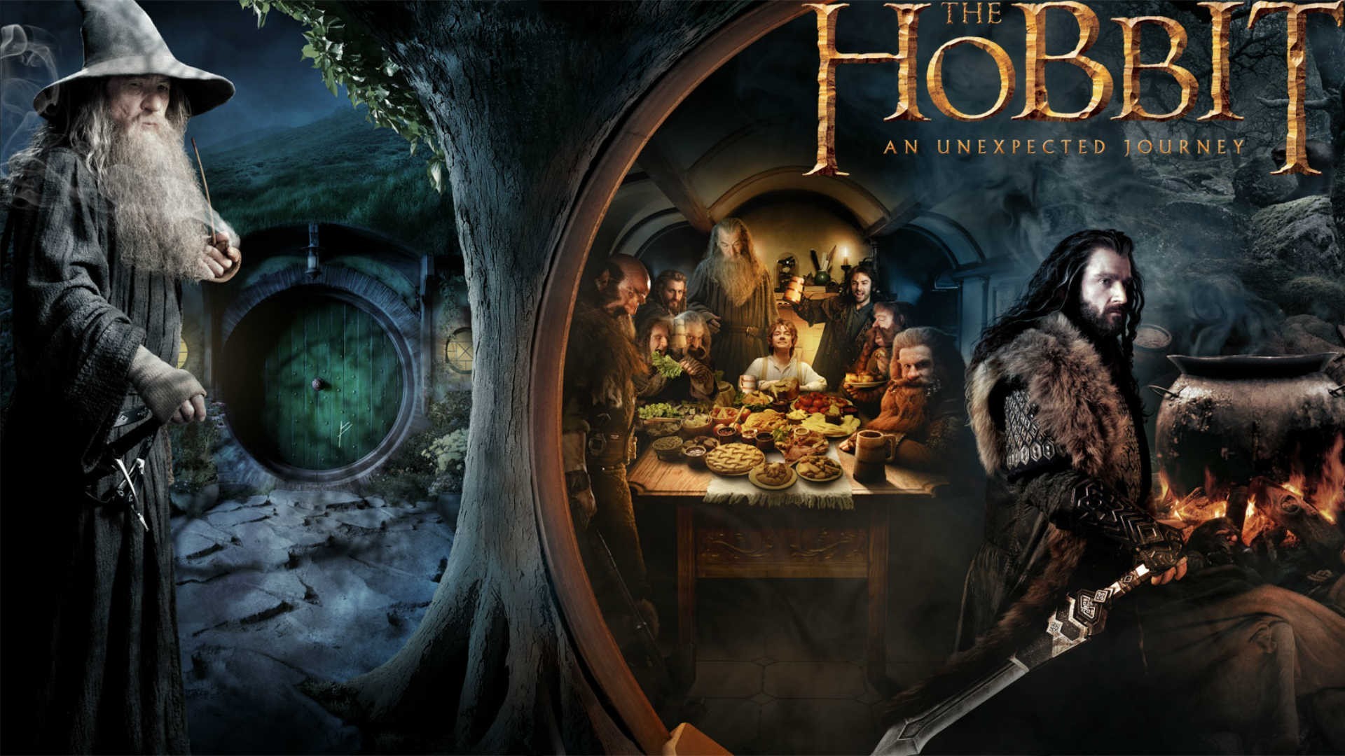 The Hobbit An Unexpected Journey Movies Gandalf Thorin Oakenshield Bilbo Baggins Dwarfs 1920x1080