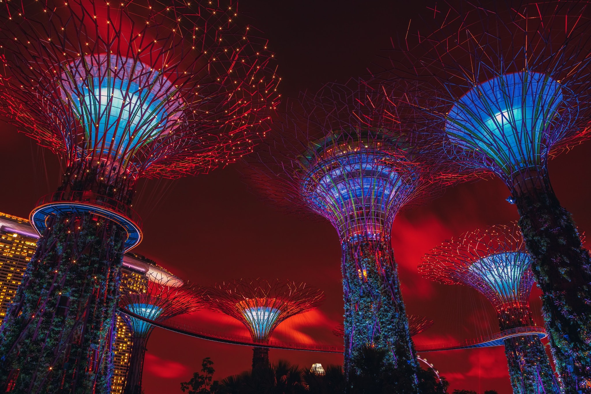 Cloud City Lights Night Architecture Singapore 2048x1365