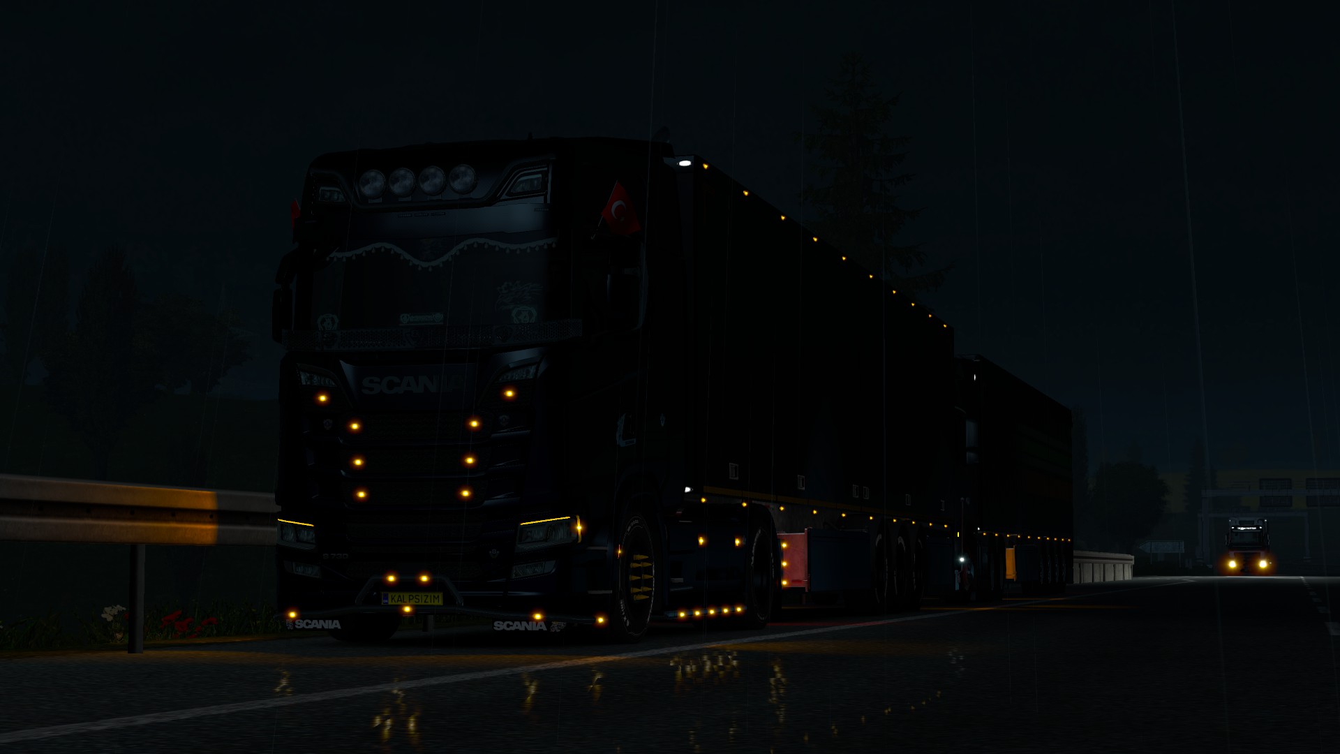 ETS2 Euro Truck Simulator 2 Euro Truck Simulator Scania Truck Trucks Lights Night Rain PC Gaming Scr 1920x1080