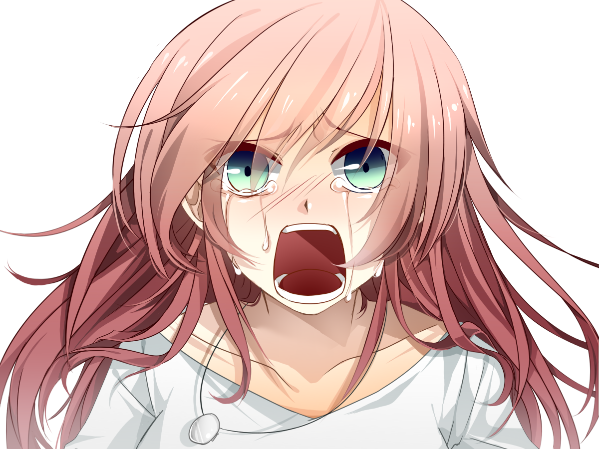 Sad Anime Anime Girls Open Mouth Crying Long Hair Simple Background White  Background Wallpaper - Resolution:1200x900 - ID:290420 