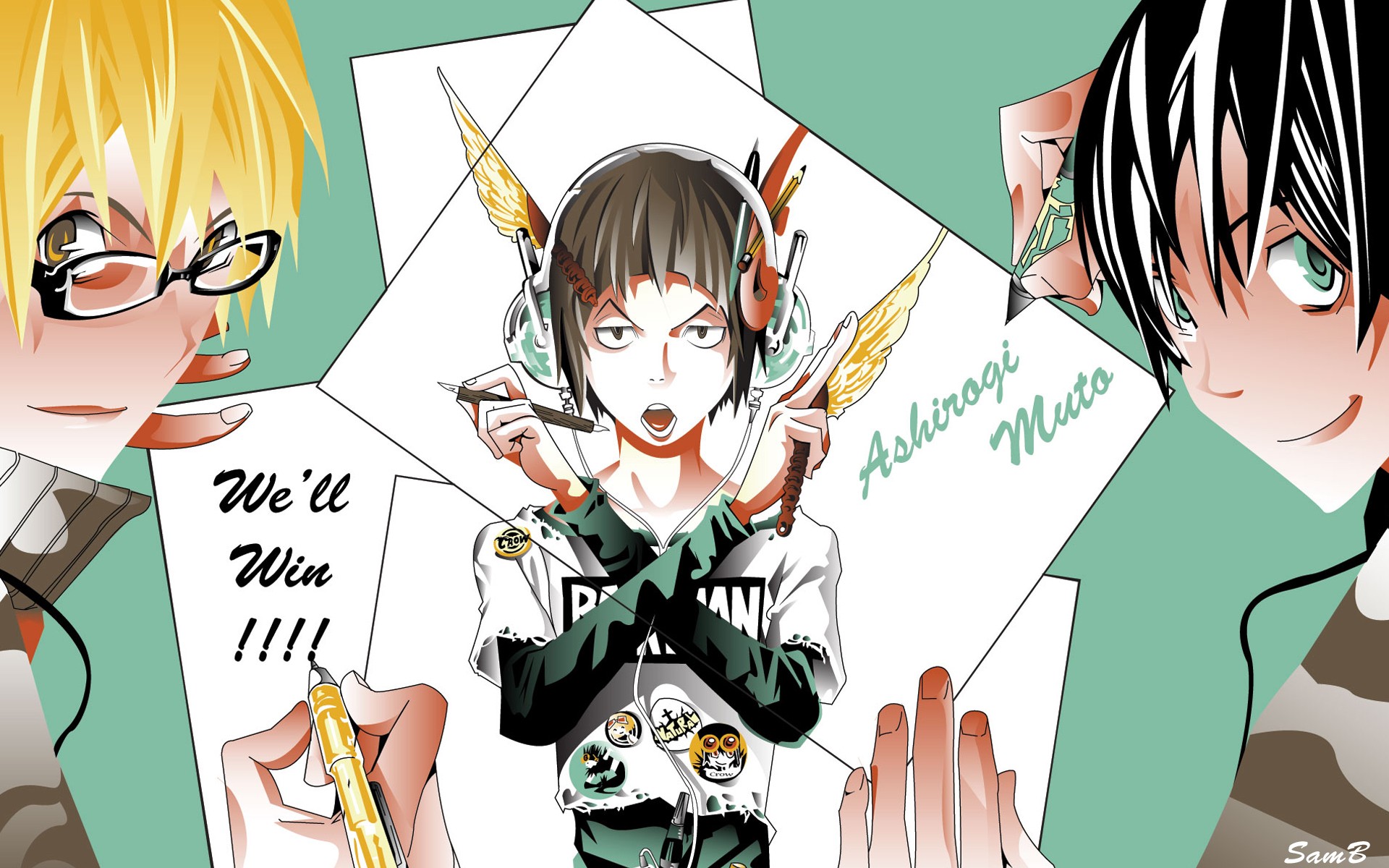 Bakuman Anime Boys Moritaka Mashiro Takagi Akito Niizuma Eiji Anime 1920x1200