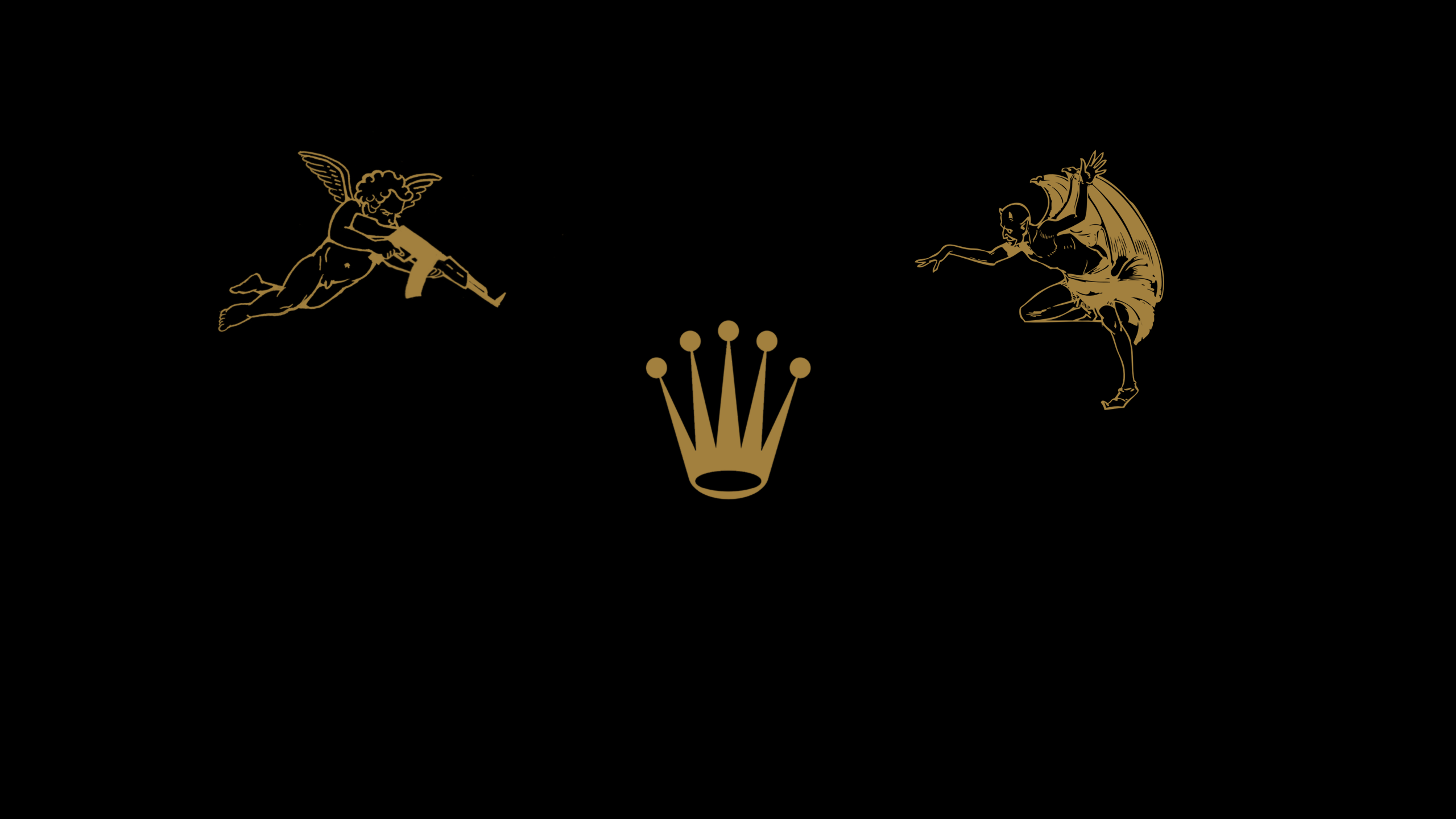 Logo Black Background Drawing Rolex Devils AK 47 2560x1440