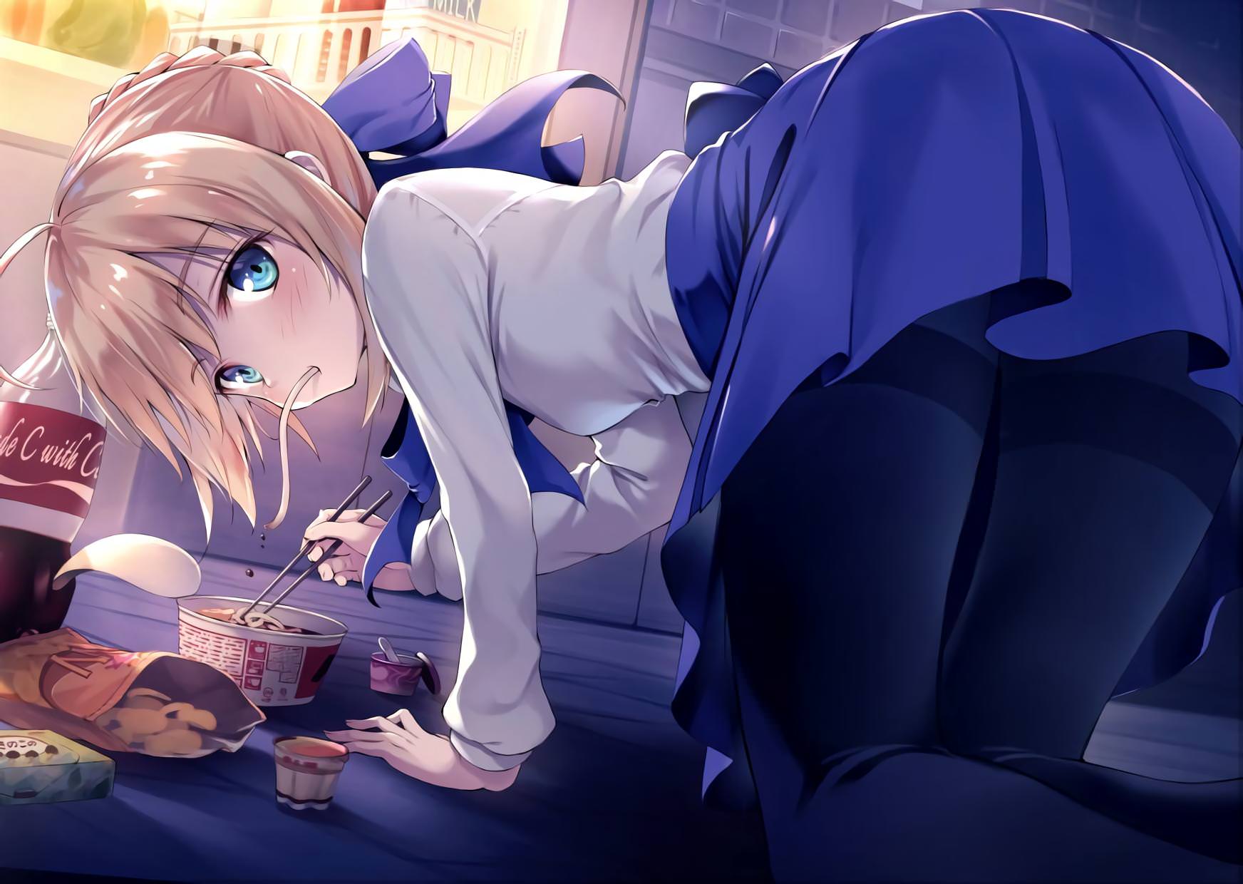 Fate Series Fate Stay Night Anime Girls Saber Blond Hair Ramen 1744x1240