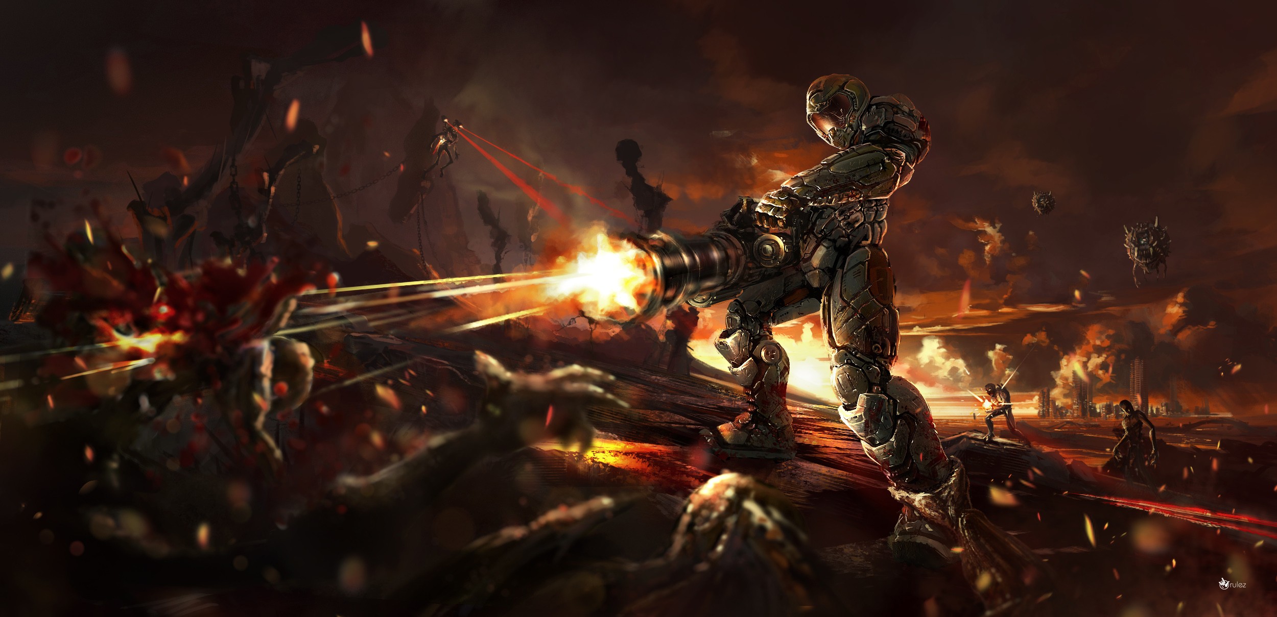 Doom Game Doom 4 Video Games Video Game Art 2500x1209