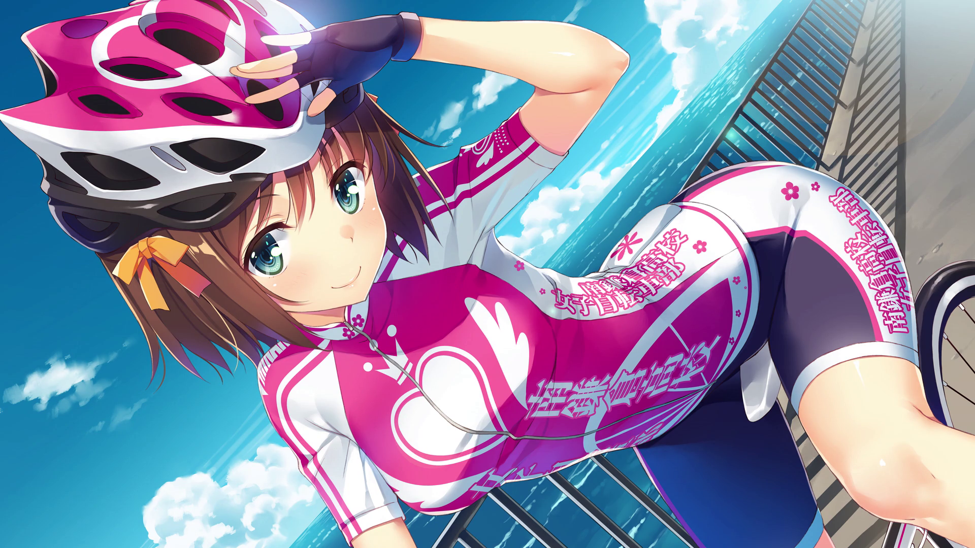 Brunette Blue Eyes Sportwear Minami Kamakura Koukou Joshi Jitensha Bu 1920x1080