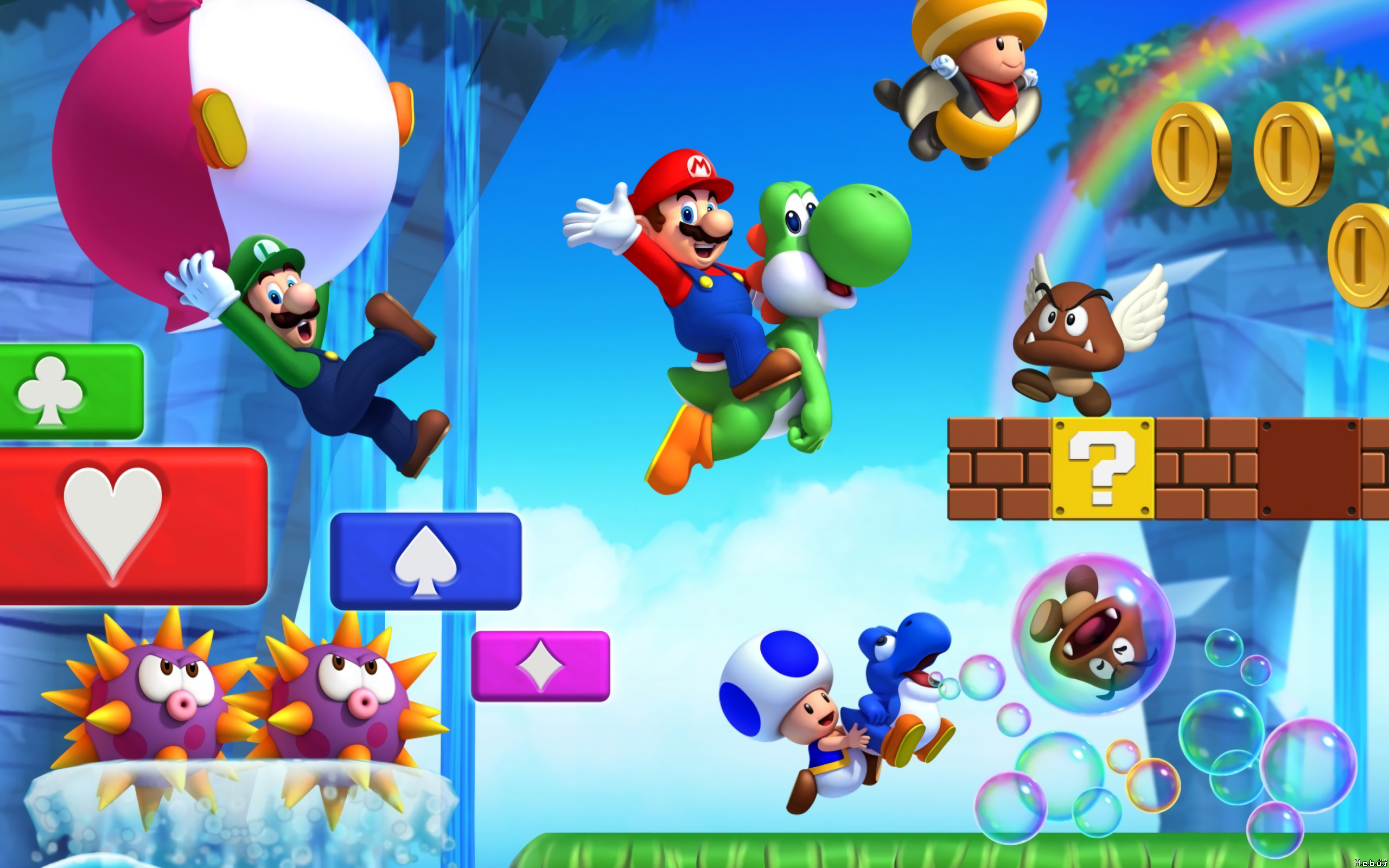 Nintendo Mario Toad Mario Luigi Goomba Yoshi 2560x1600