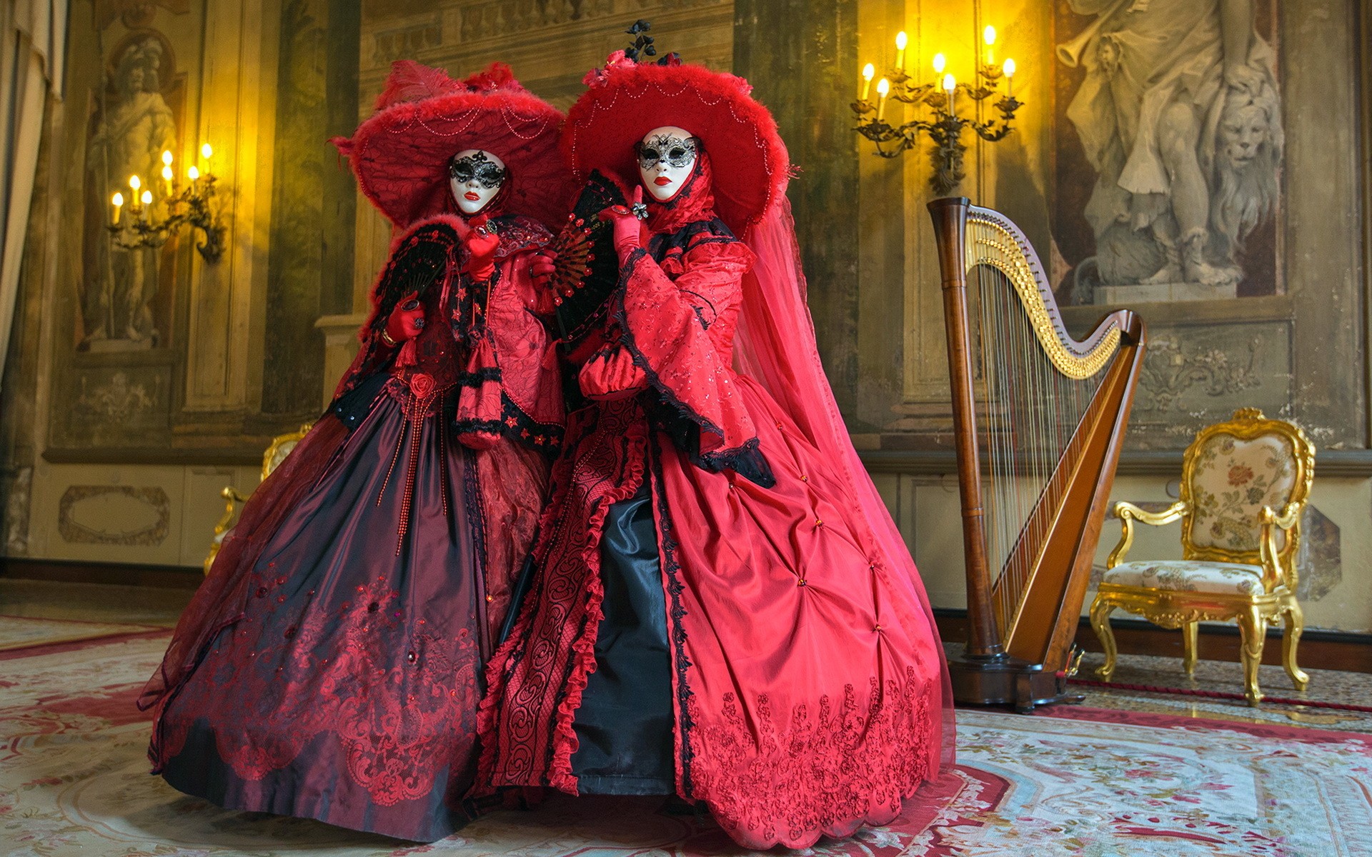 Women Venetian Masks Mask Baroque 1920x1200