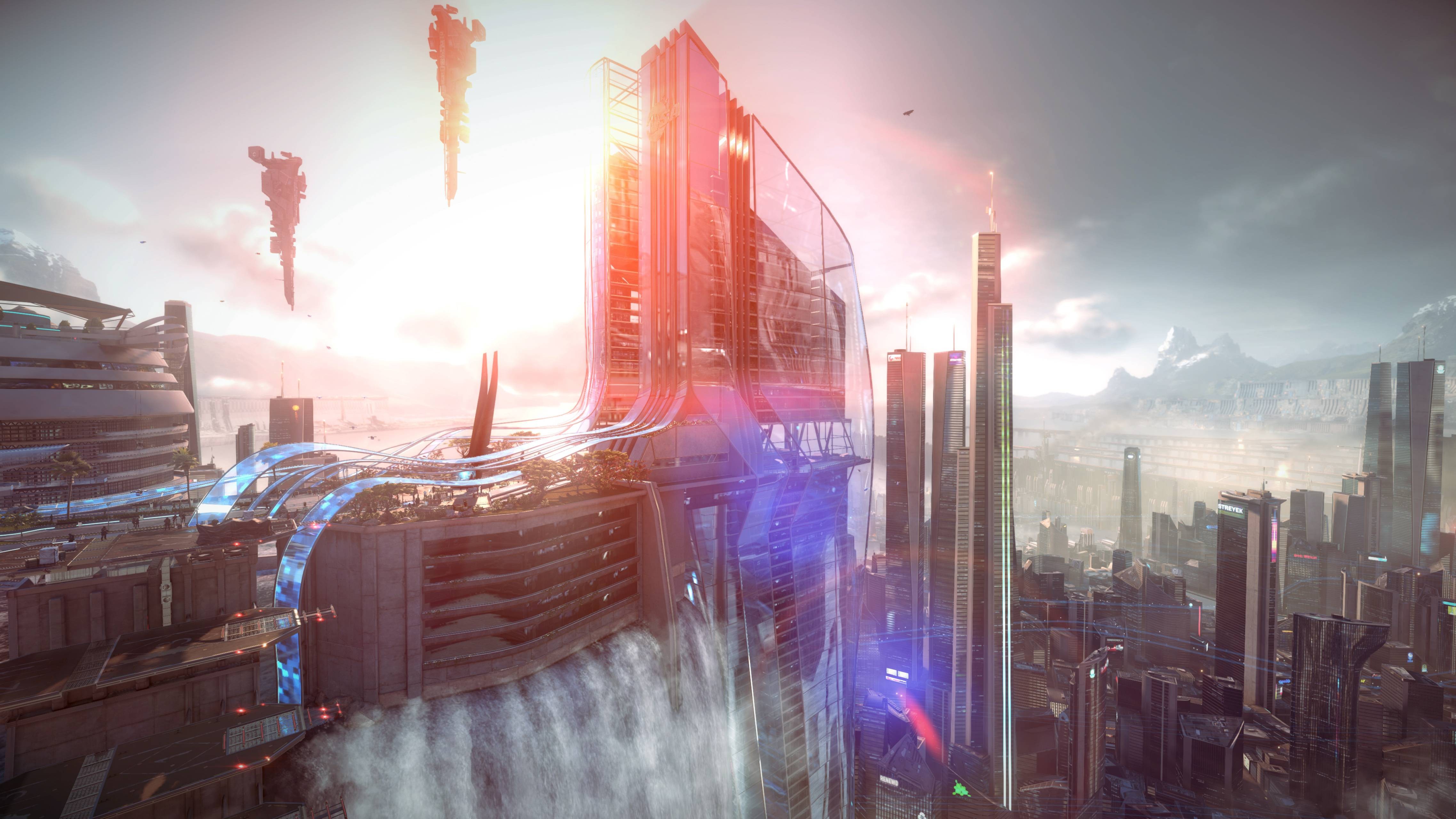 City Render Killzone Killzone Shadow Fall Science Fiction Cityscape Futuristic Waterfall Killzone 4551x2560