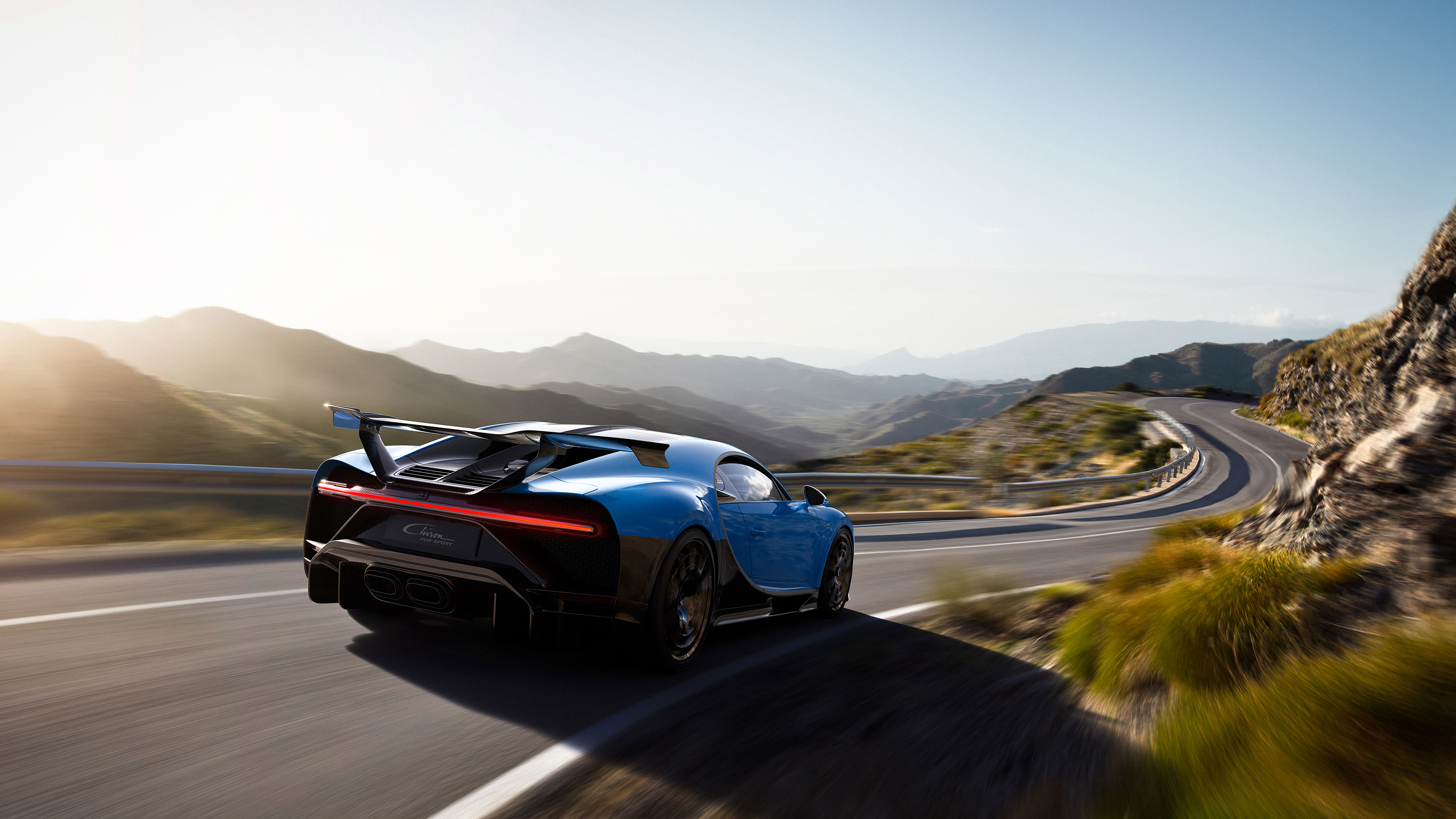 Bugatti Chiron Pur Sport Car Vehicle Supercars Road Motion Blur 3840x2160