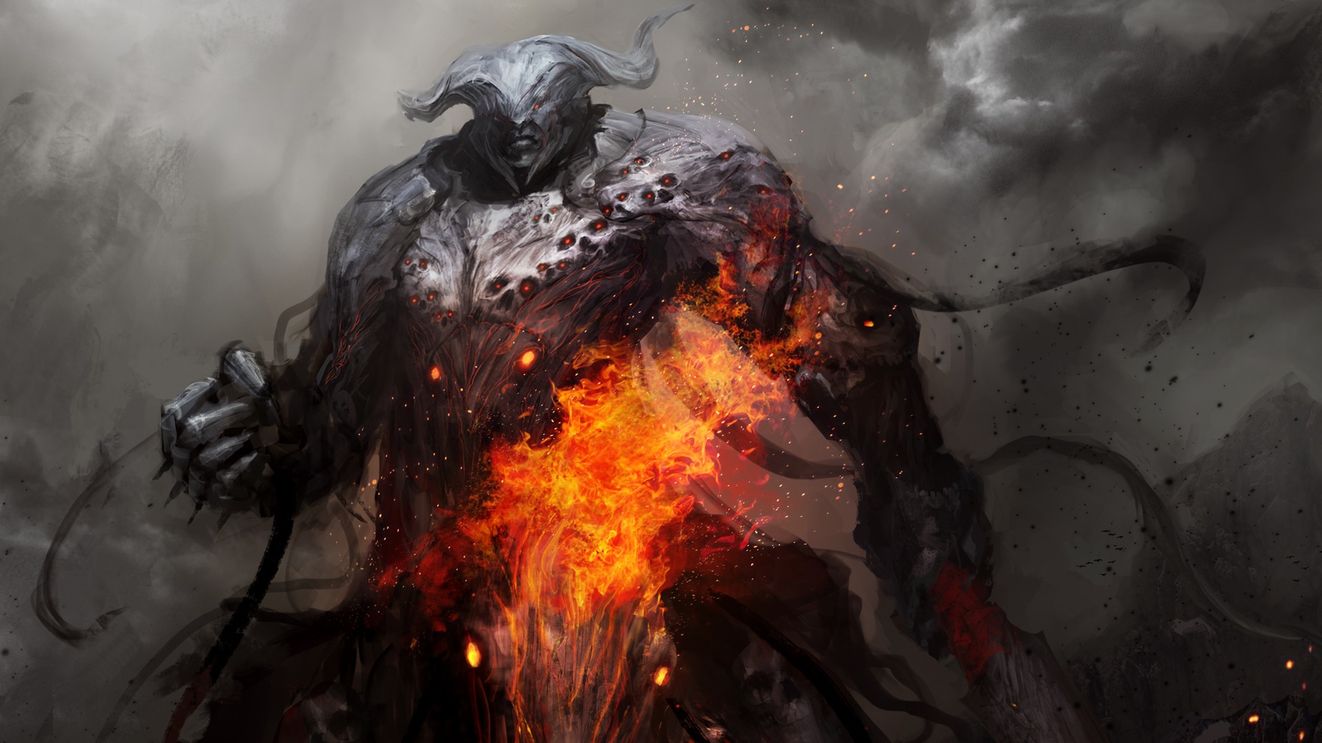 Warrior Demon Stone Fire Souls War Fantasy Art Dark Fantasy Four Horsemen Of The Apocalypse 1920x1080