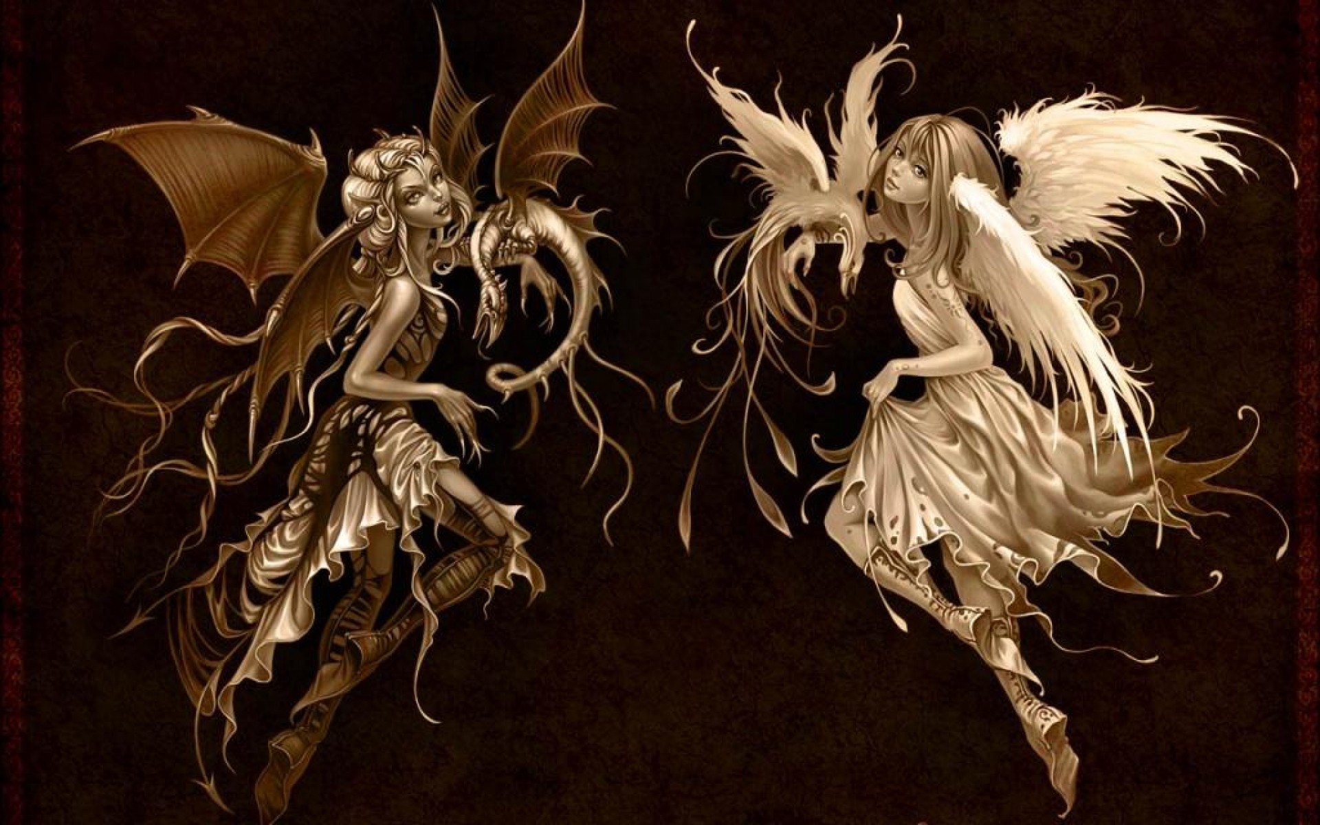 Wings Angel Devil Girl 1920x1200