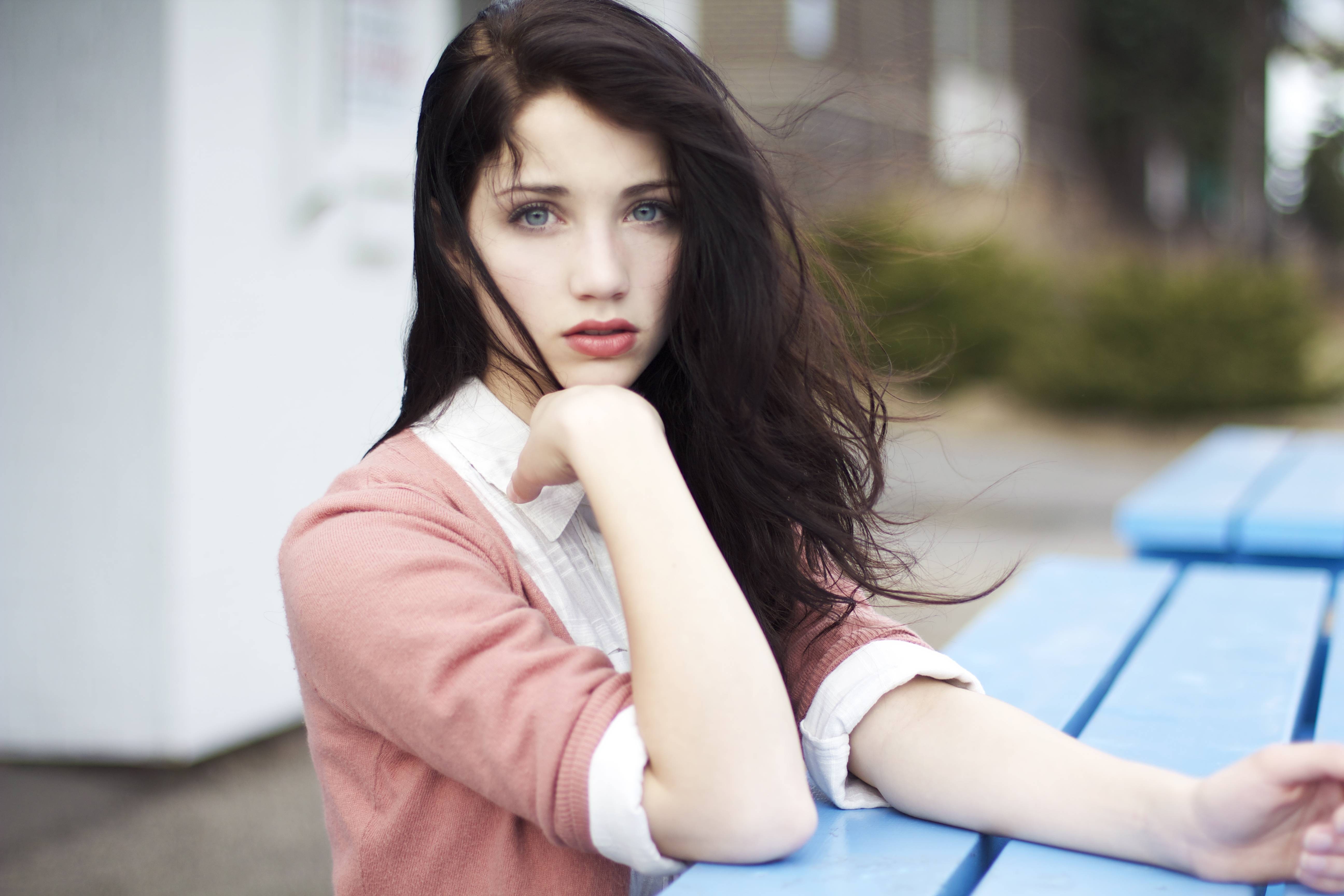 Women Emily Rudd Brunette Blue Eyes Face Emily Rudd Face Looking At Viewer Hands On Head Long Hair W 5184x3456