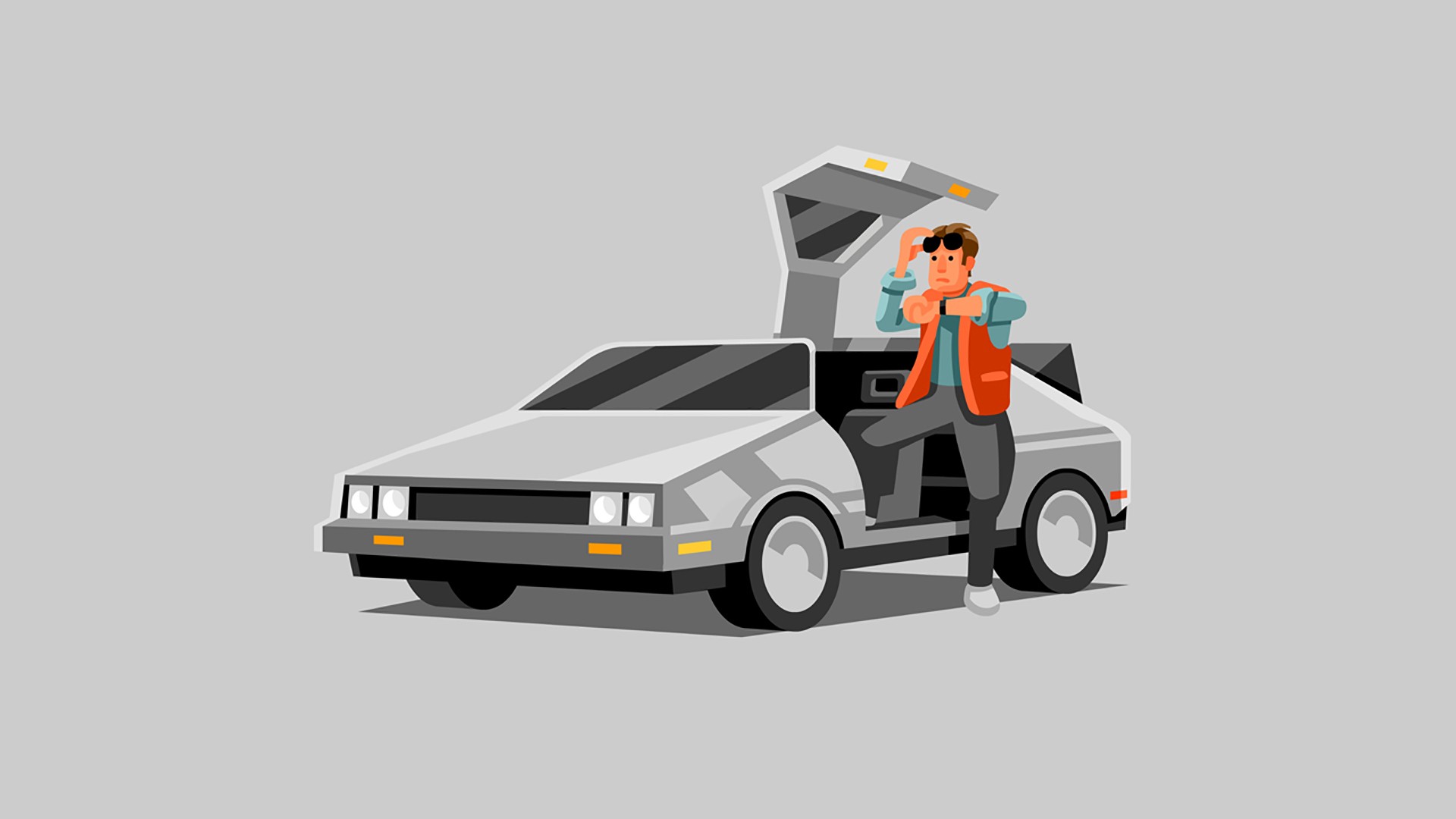 DeLorean Back To The Future Movies Time Machine Marty McFly Artwork Car Vehicle Simple Movie Vehicle 1920x1080