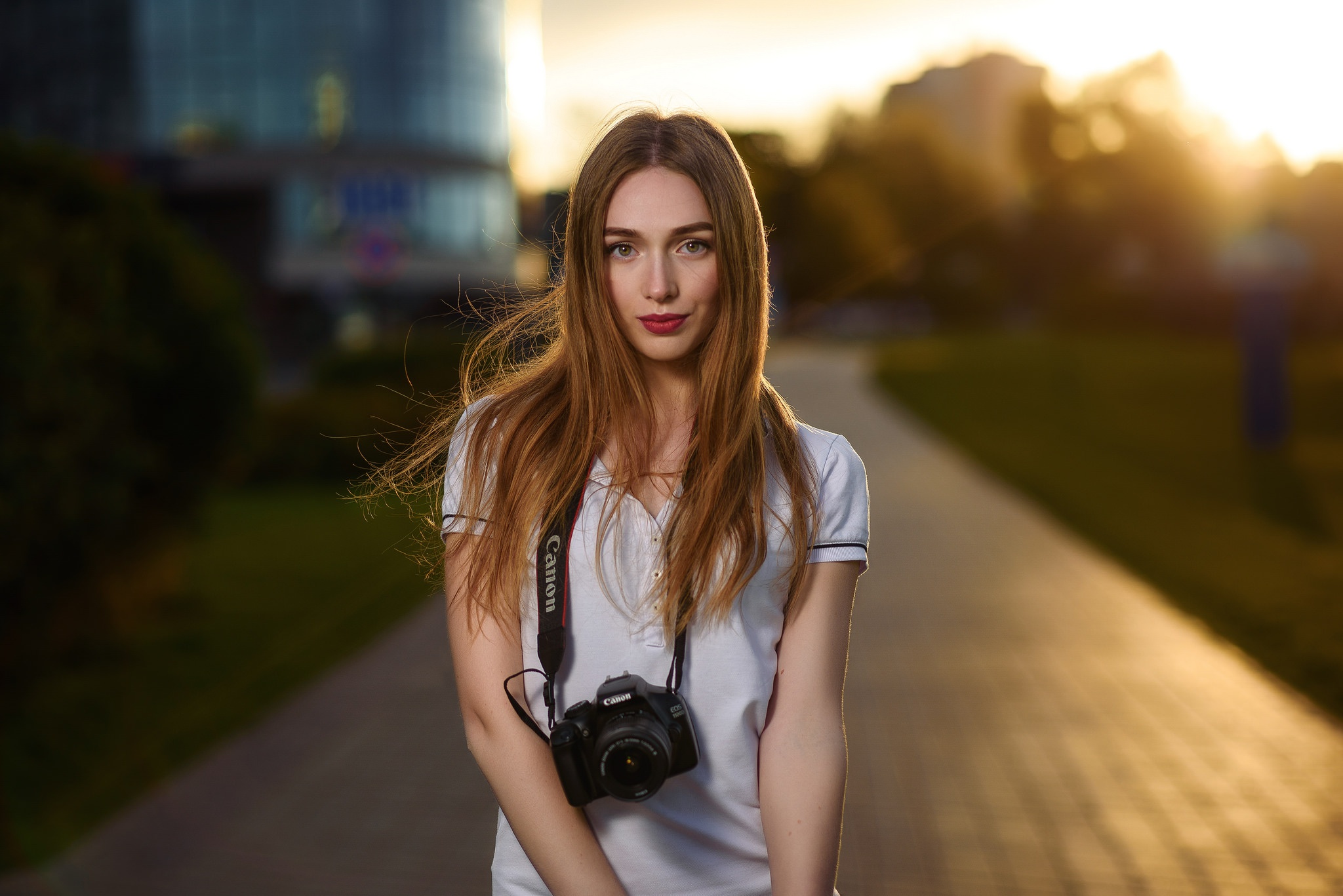 Women Model Yulya Goncharova Portrait Camera Canon Dmitry Medved Brunette Long Hair 2048x1367