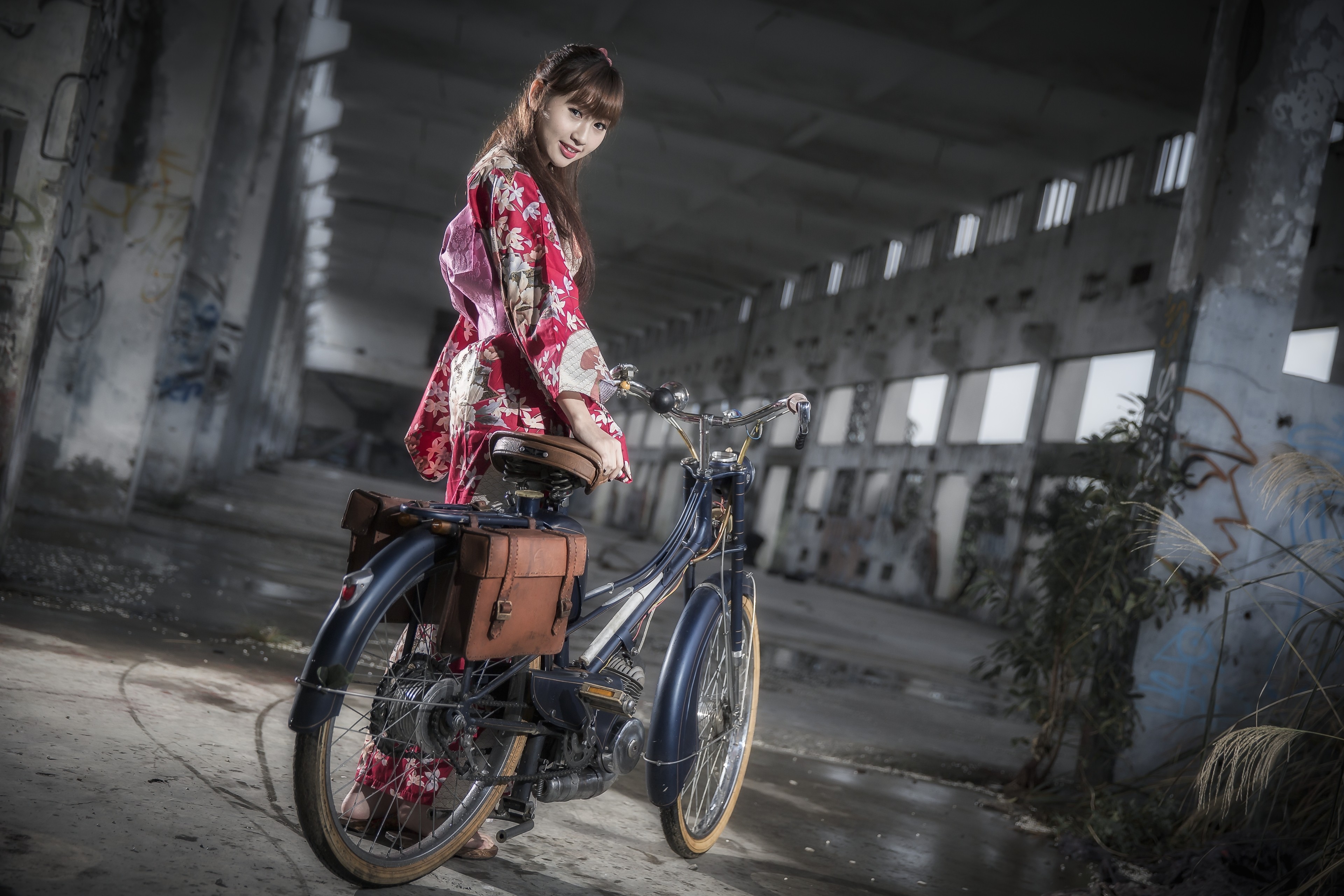 Asian Bicycle Women Model Women With Bicycles 3840x2560