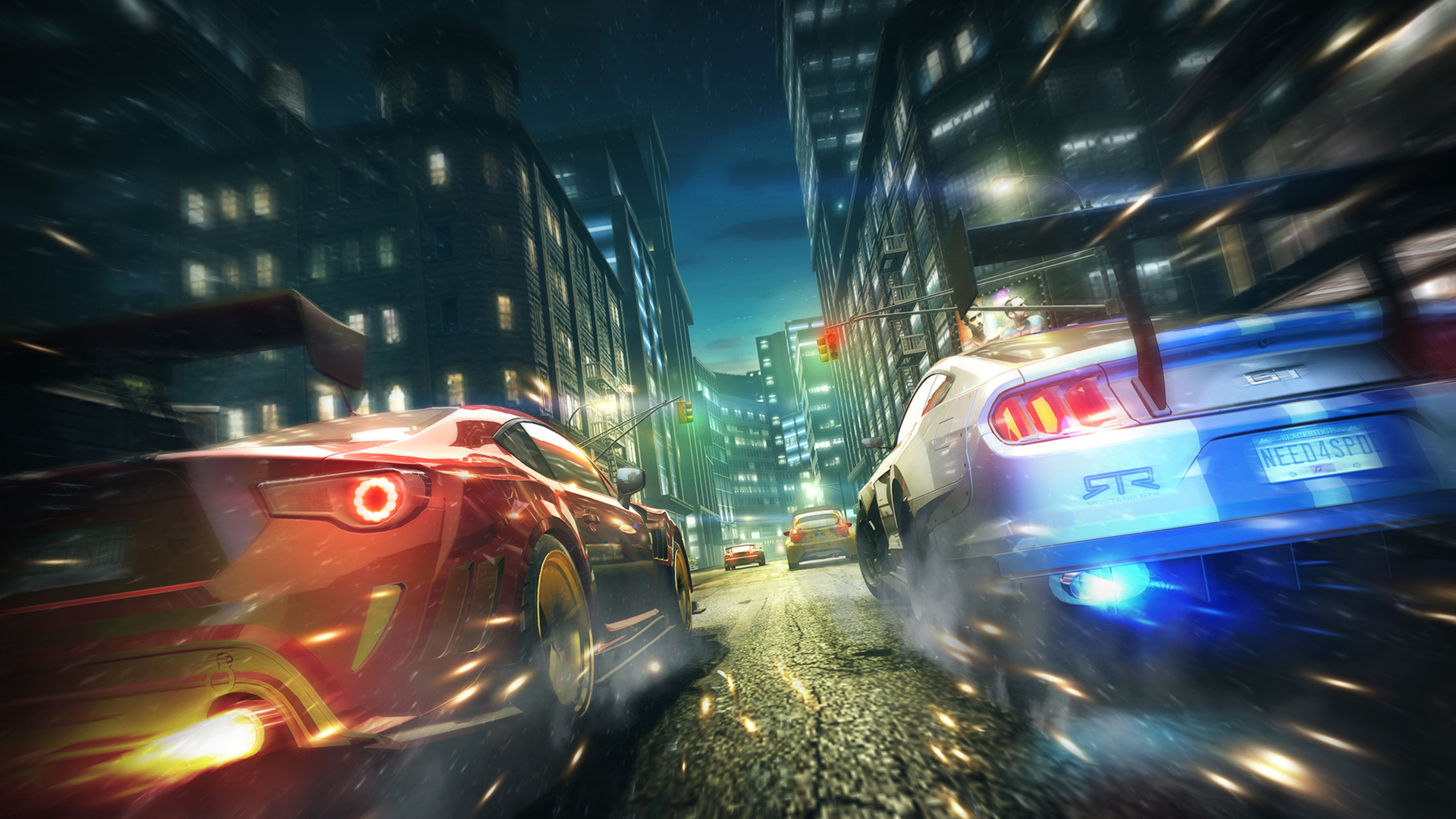 Need For Speed No Limits Video Games City Night Toyota 86 Ford Mustang GT Ford Fiesta ST Tuning Moti 1920x1080