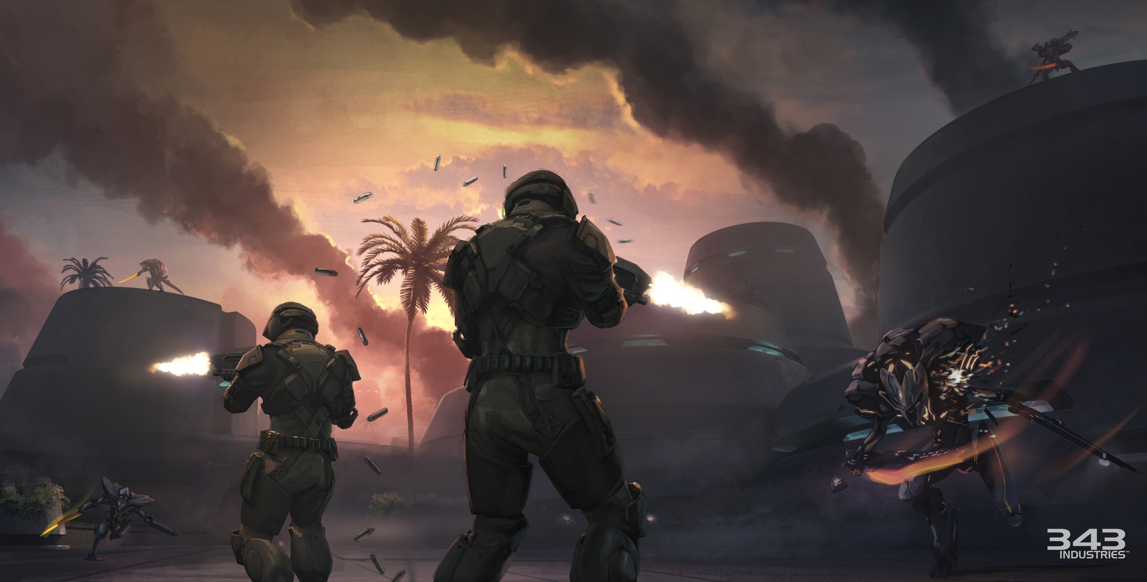 Video Games Halo Science Fiction Halo Spartan Strike Marines Sword Forerunner Promethean War Battle  4000x2031