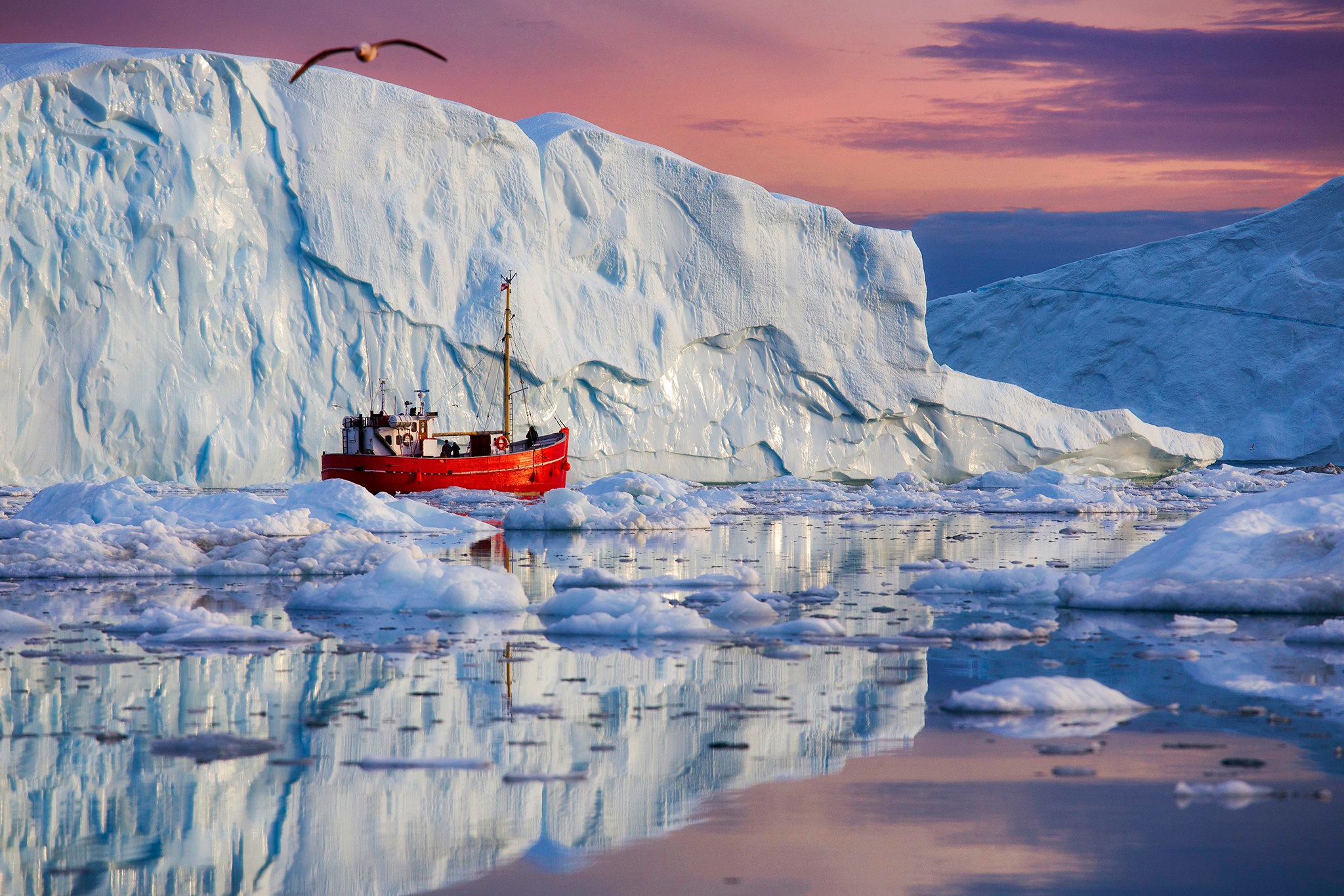 Greenland Ice Reflection Nature Sea Vehicle Boat 2048x1365
