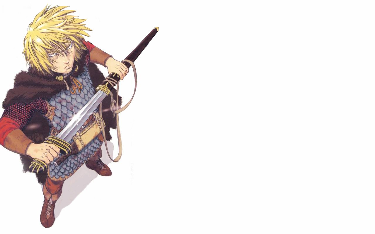 Anime Fantasy Men Sword Blonde Simple Background White Background Fantasy Art Vinland Saga Thorfinn 1280x800