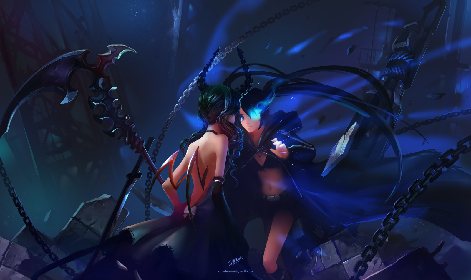 Chenbo Fantasy Art Fantasy Girl Black Rock Shooter Series Black Rock Shooter Dead Master Anime Anime 1600x951