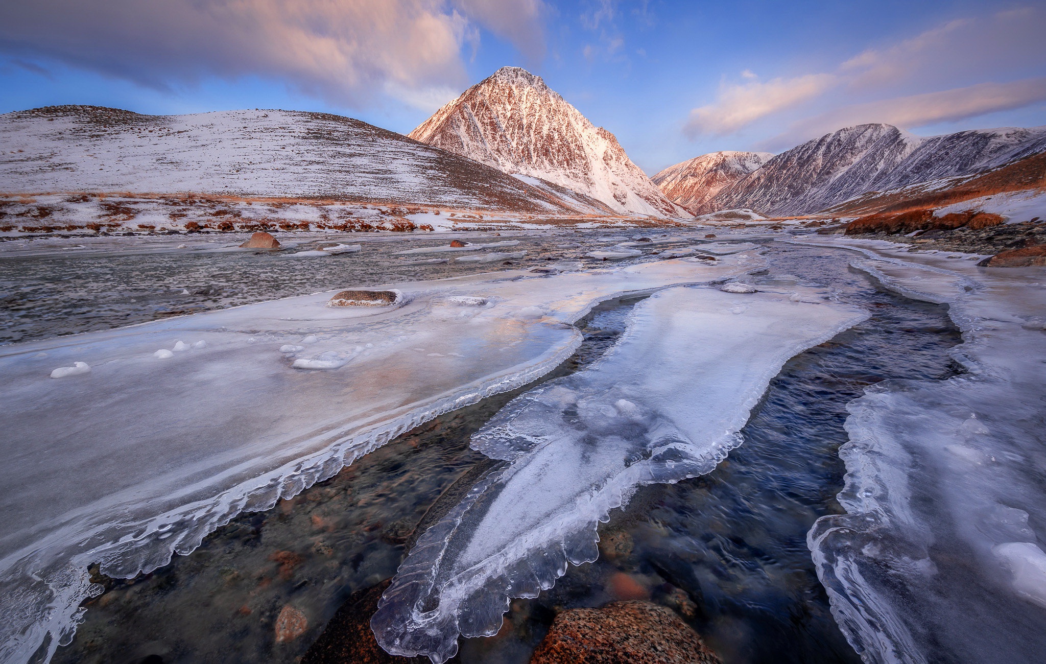 Mongolia Nature Winter Ice Landscape 2048x1300