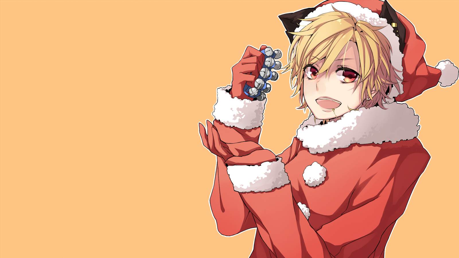 Utaite Song Anime Boys Open Mouth Santa Hats Simple Background 1600x900