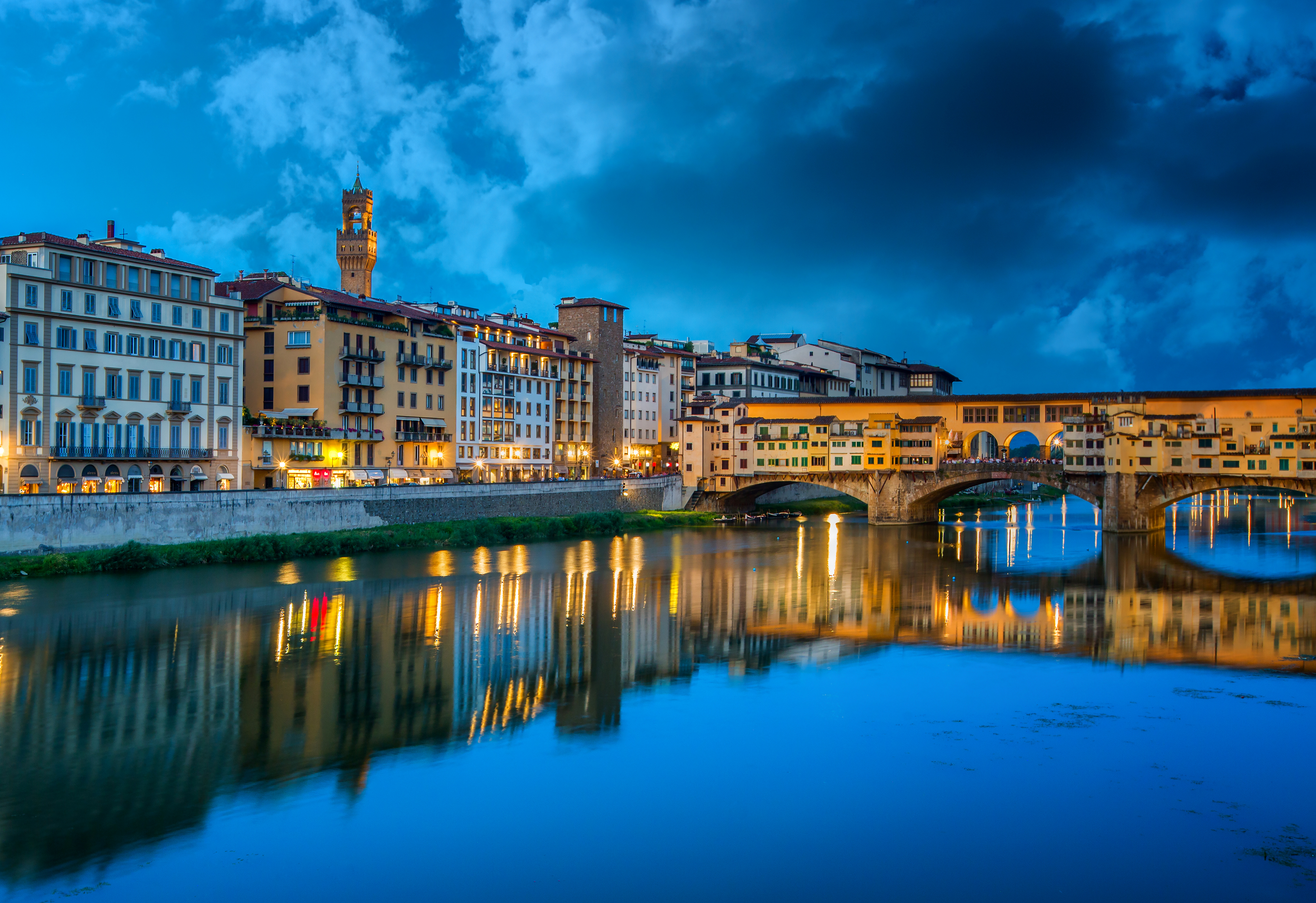 Ponte Vecchio Night Light Italy Florence Bridge 4080x2800
