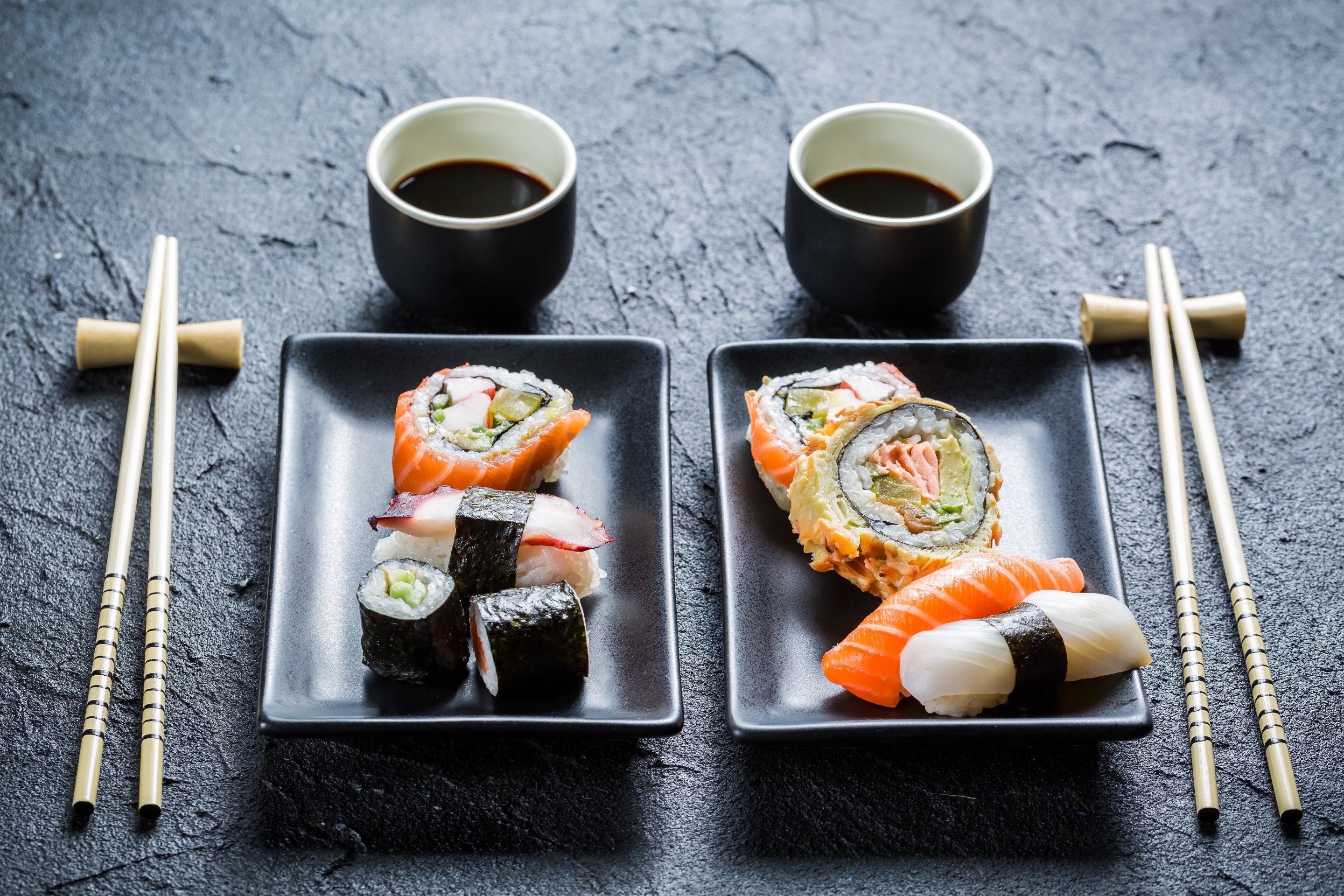 Food Sushi Seafood Traditional Foods Chopsticks 2880x1920