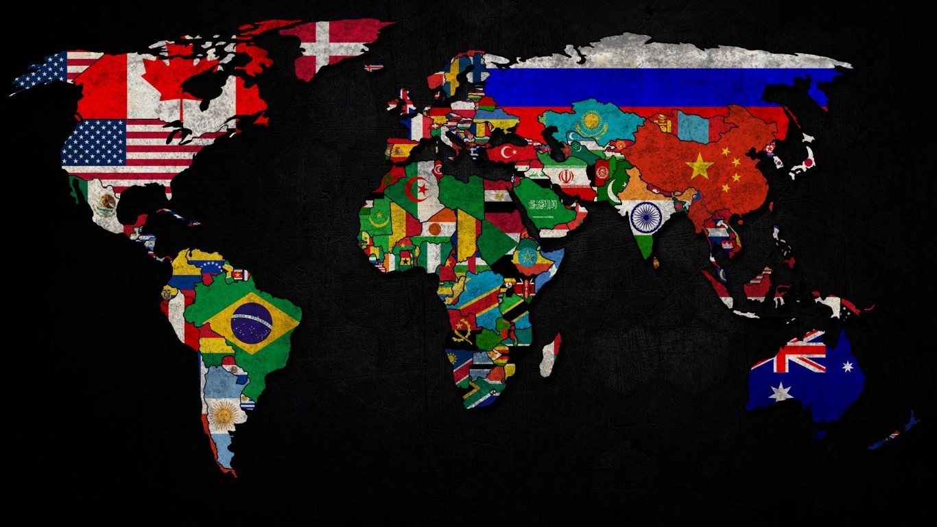 Countries Flag Map World Map Artwork 1366x768