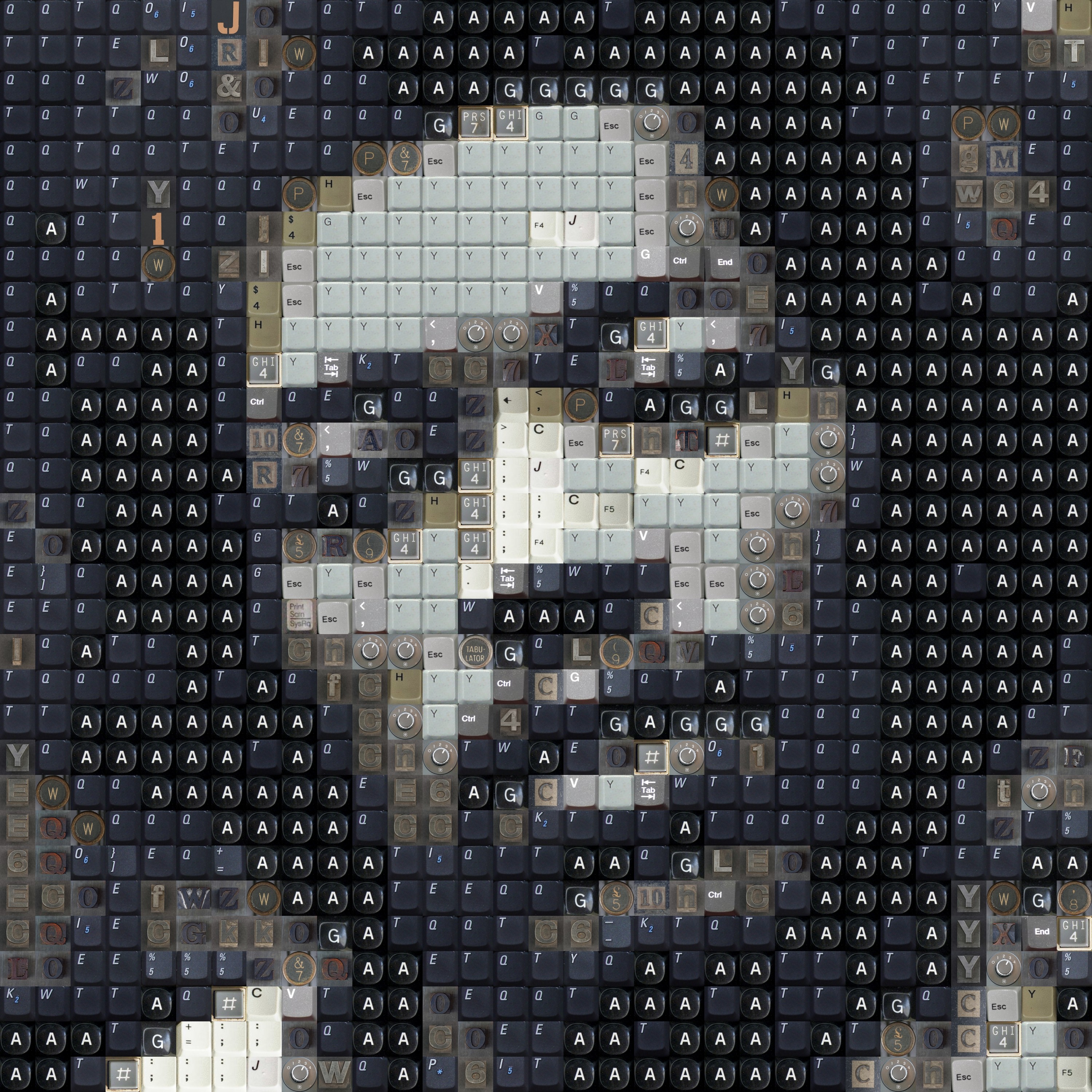 Artwork Mosaic Men Face Musician Jimi Hendrix Singer Electric Guitar Keyboards Text Numbers Portrait 3000x3000
