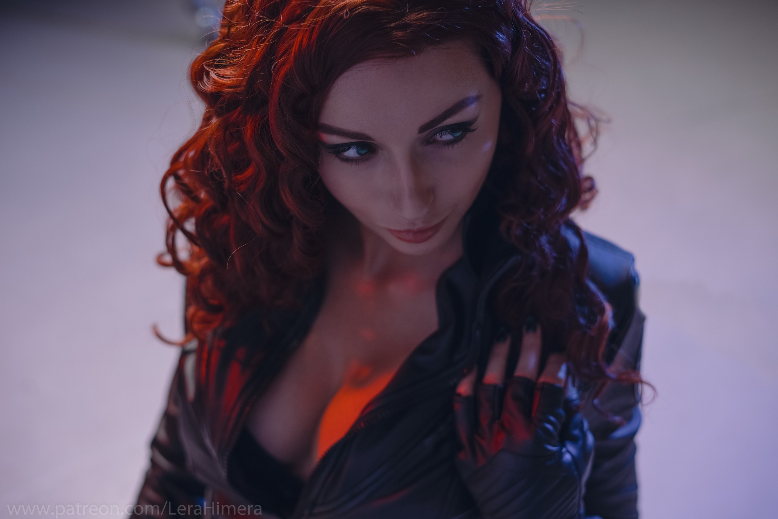 Valery Himera Women Model Cosplay Black Widow Marvel Comics Marvel Girl Redhead Long Hair Wavy Hair  2560x1707